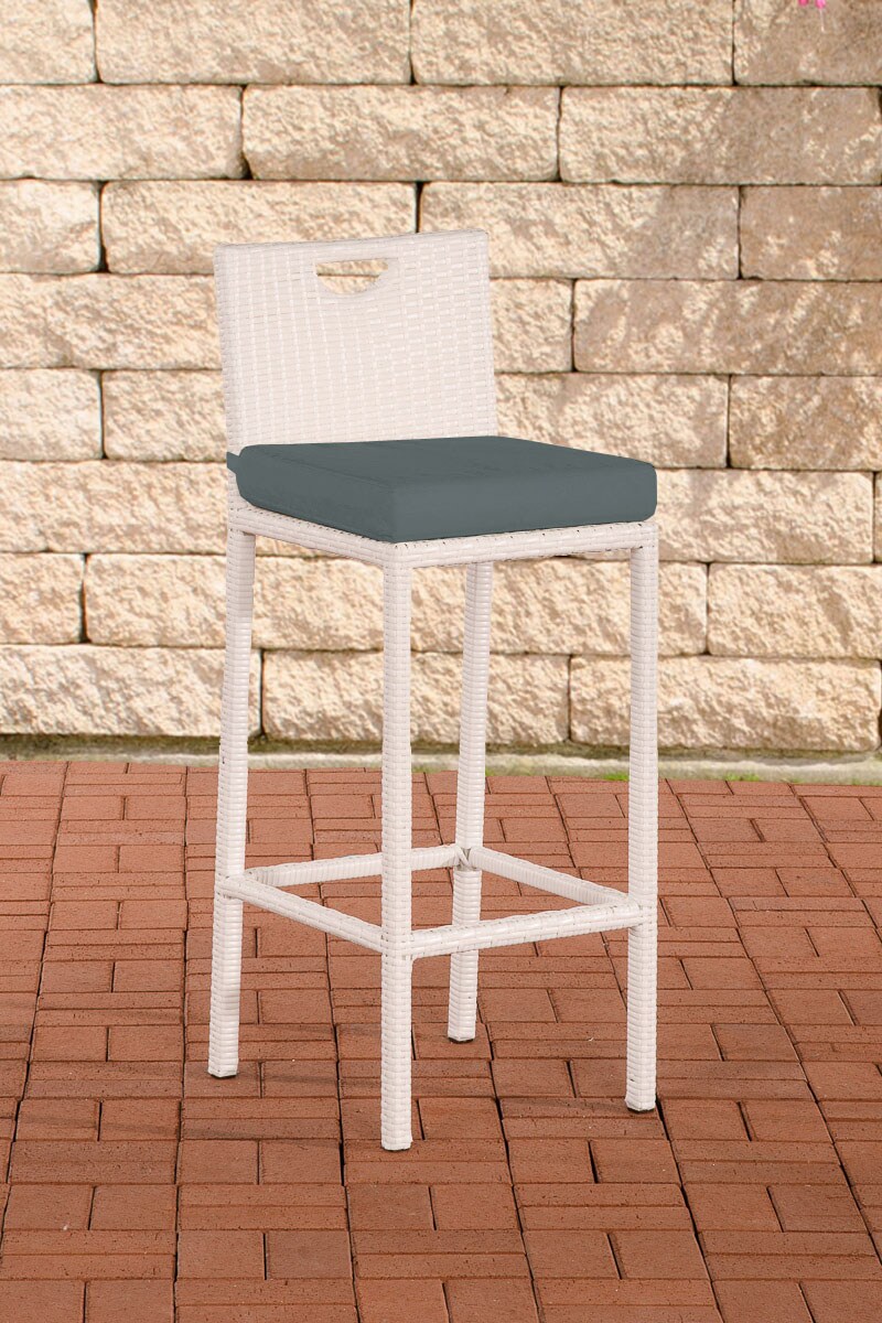 CLP Outdoor-Barhocker Mari Mit Sitzkissen I Polyrattan Tresenstuhl Mit Fußstütze I Thekenhocker Mit 75 Cm Sitzhöhe