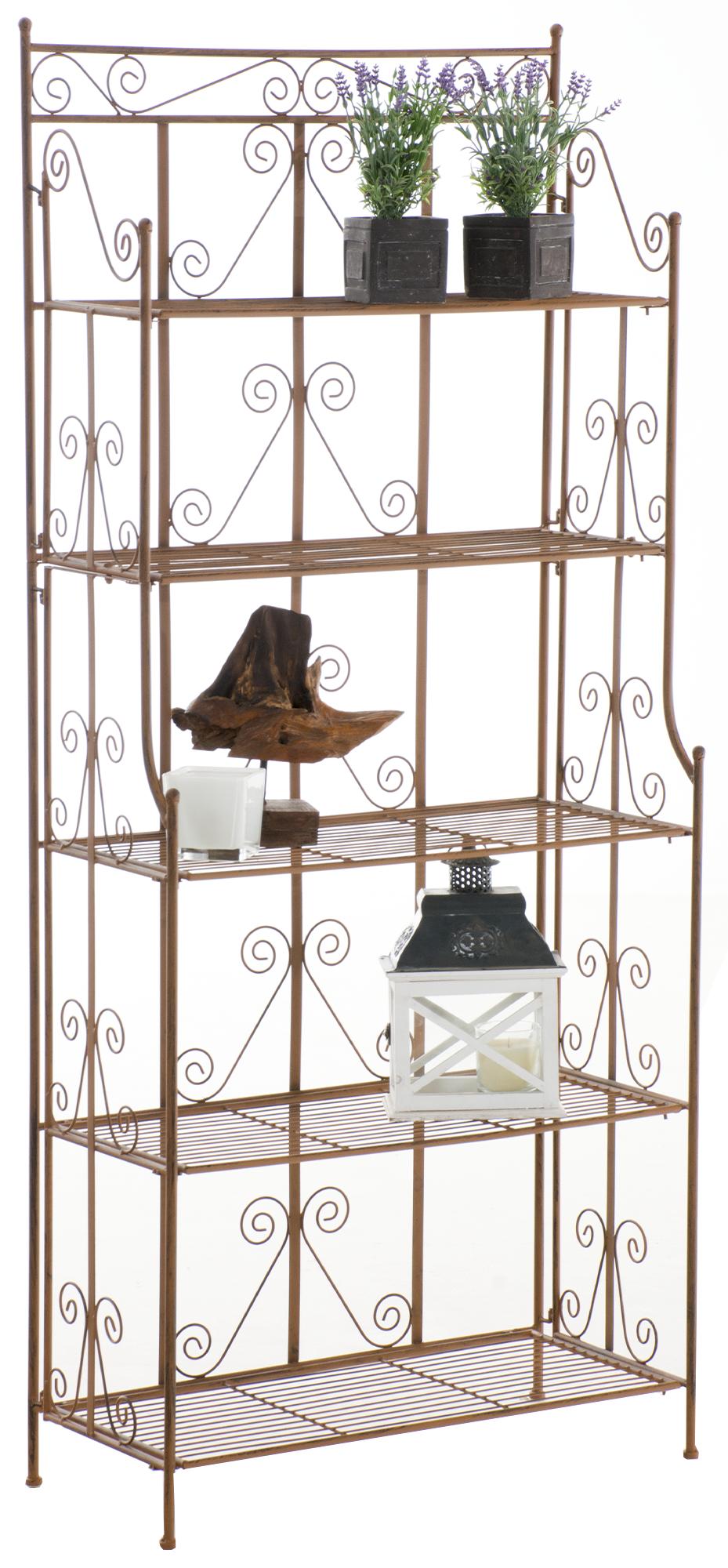 CLP Standregal Ciara I Metallregal f&uuml;r Pflanzen im Landhausstil I Regal f&uuml;r Balkon, Terrasse, Veranda und Garten I 5 klappbare B&ouml;den - Bild 1