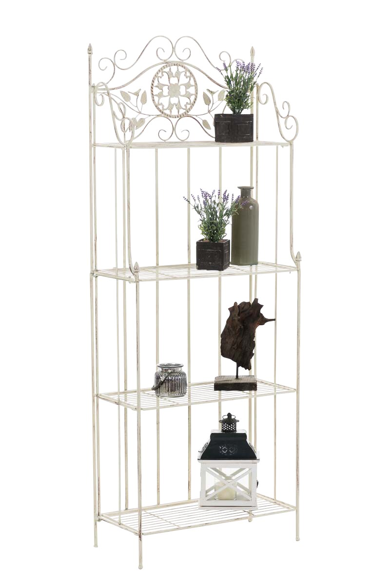 CLP Standregal FLORA aus Eisen I Klappregal mit 4 Ablagef&auml;chern im Landhausstil I In verschiedenen Farben erh&auml;ltlich - Bild 1