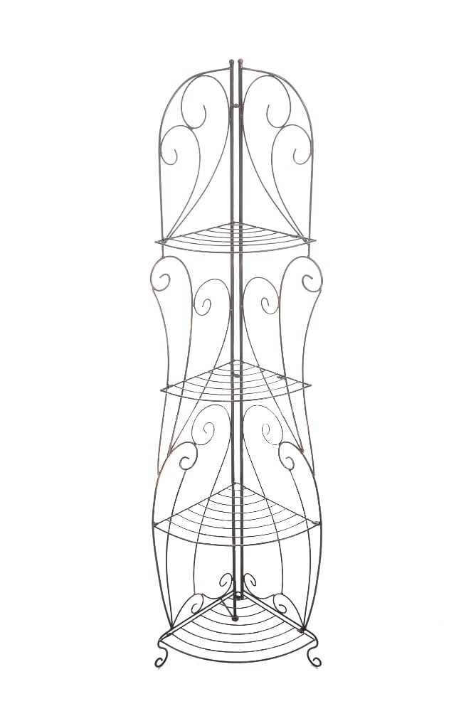 CLP Eisen-Eckregal IRMA I Stabiles Klappregal mit vier Ablagen I Dekoregal im Landhausstil I In verschiedenen Farben erh&auml;ltlich - Bild 1