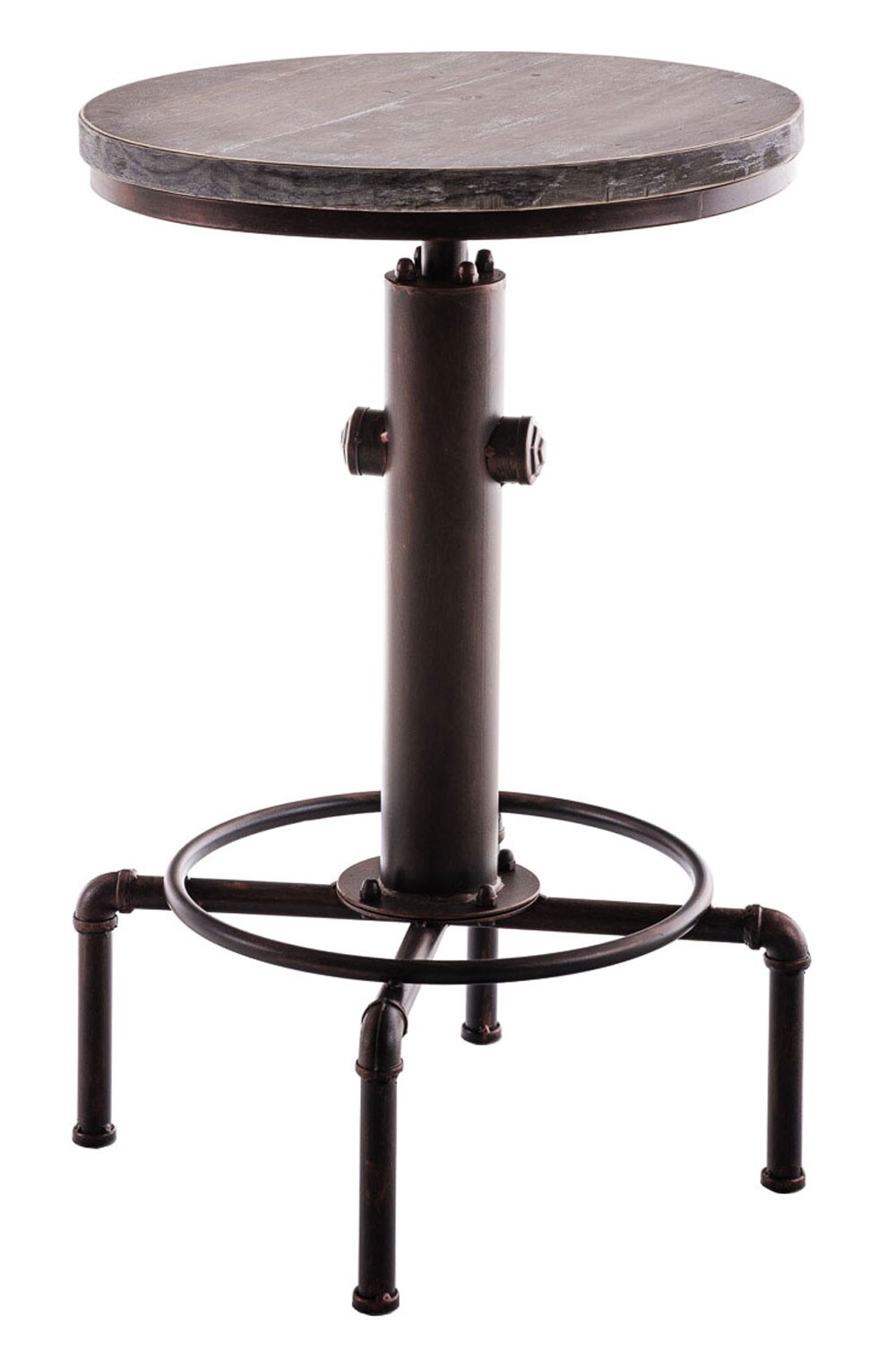 CLP Stehtisch Lumos Mit Robustem Metallgestell Und Einer Holz-Tischplatte I H&ouml;henverstellbarer, Runder Bartisch Im Industrial-Design - Bild 1