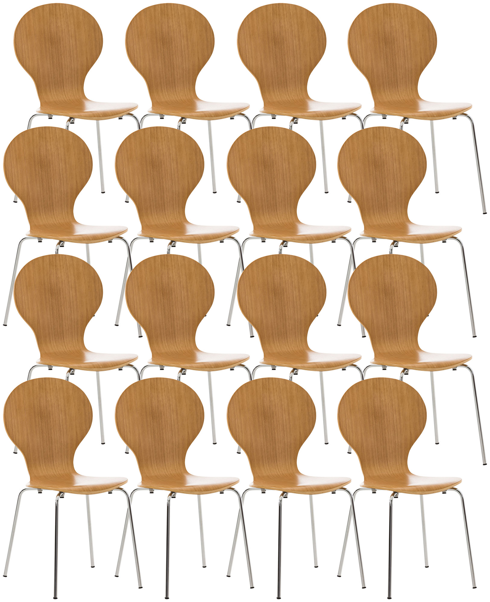 CLP 16 x Stapelstuhl DIEGO ergonomisch geformter Konferenzstuhl mit Holzsitz und stabilem Metallgestell I In verschiedenen Farben erh&auml;ltlich - Bild 1