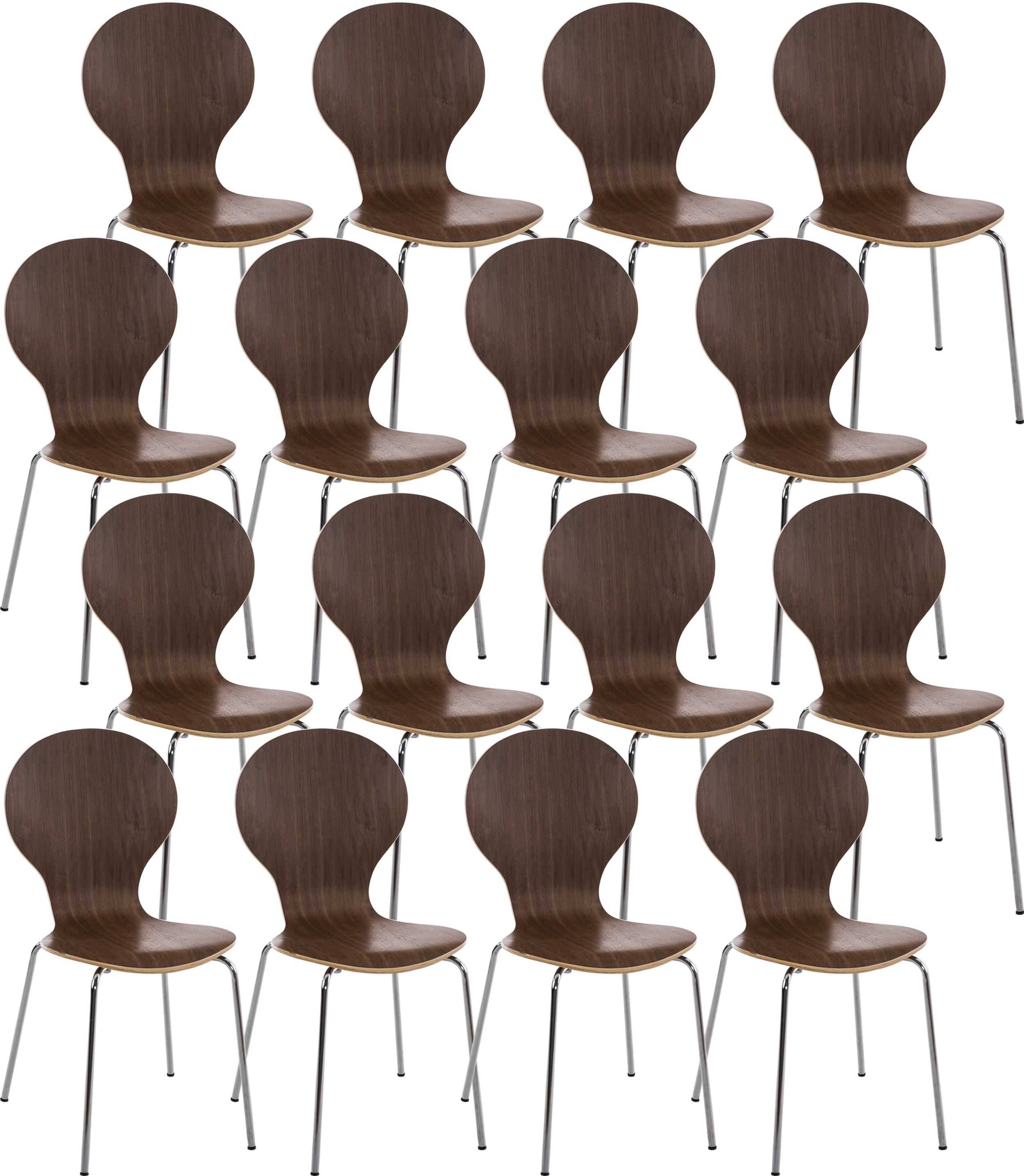 CLP 16 x Stapelstuhl DIEGO ergonomisch geformter Konferenzstuhl mit Holzsitz und stabilem Metallgestell I In verschiedenen Farben erh&auml;ltlich - Bild 1