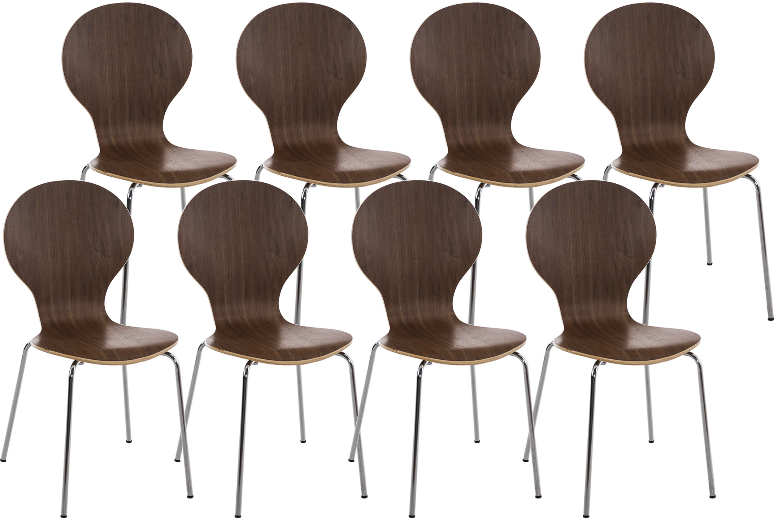 CLP 8 x Stapelstuhl Diego I Ergonomischer Konferenzstuhl Mit Holzsitz Und Metallgestell I Stapelbarer Stuhl Mit Pflegeleichter Sitzfl&auml;che - Bild 1