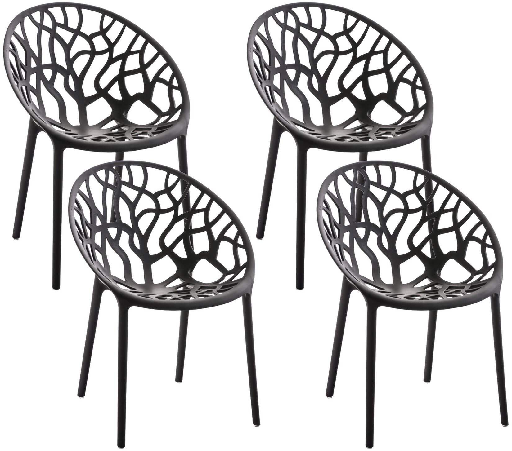 CLP Gartenstühle 4er Set stapelbar wetterfest Hope, Gartensessel mit Lehnen UV-beständig, Outdoorstühle aus Kunststoff bis 150 kg belastbar