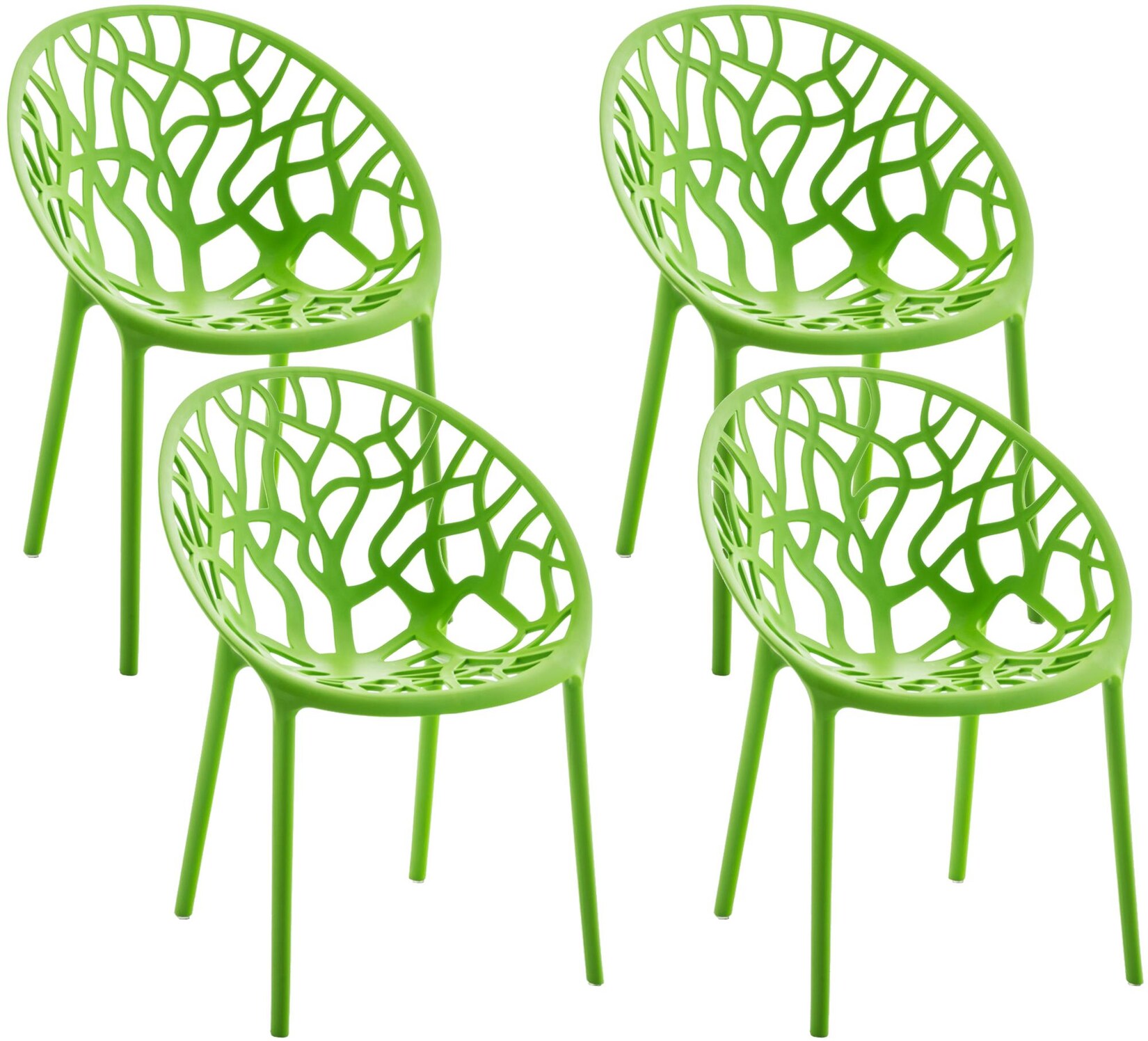 CLP Gartenstühle 4er Set stapelbar wetterfest Hope, Gartensessel mit Lehnen UV-beständig, Outdoorstühle aus Kunststoff bis 150 kg belastbar