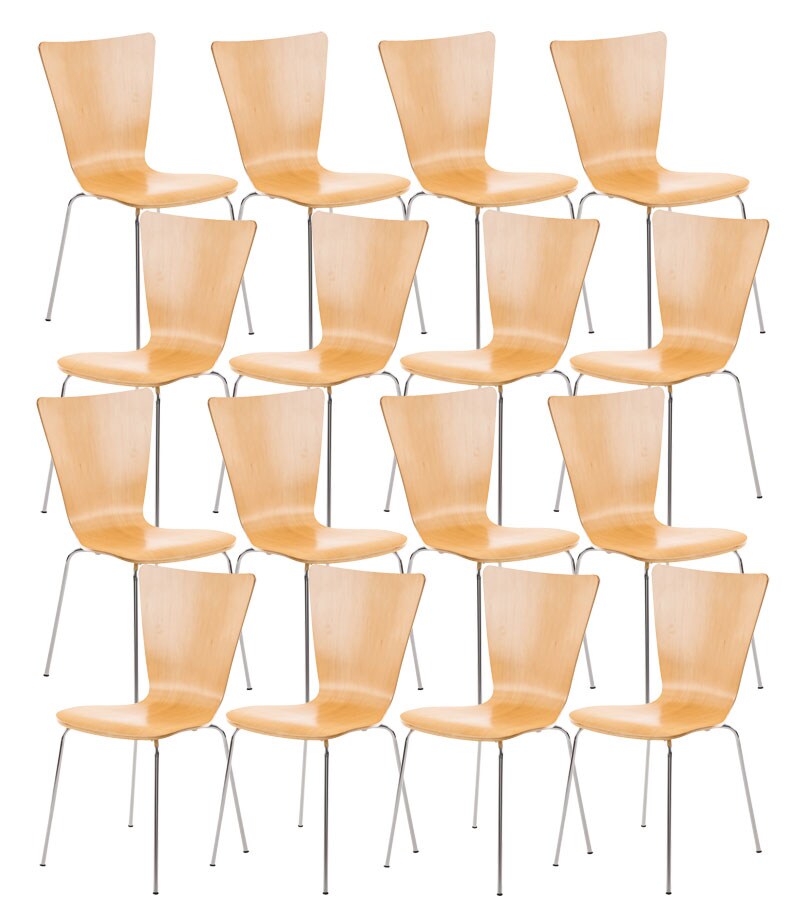 CLP 16 x Stapelstuhl Aaron Mit Holzsitz Und Metallgestell I 16 x Stuhl Mit pflegeleichter Sitzfläche I Set Mit 16 Stühlen | 04251152662011