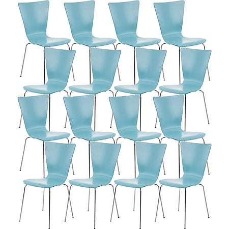 CLP 16 x Stapelstuhl Aaron Mit Holzsitz Und Metallgestell I 16 x Stuhl Mit pflegeleichter Sitzfläche I Set Mit 16 Stühlen - Bild 1