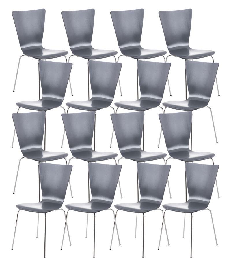 CLP 16 x Stapelstuhl Aaron Mit Holzsitz Und Metallgestell I 16 x Stuhl Mit pflegeleichter Sitzfl&auml;che I Set Mit 16 St&uuml;hlen - Bild 1