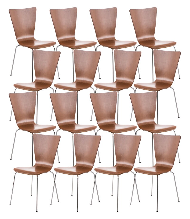 CLP 16 x Stapelstuhl Aaron Mit Holzsitz Und Metallgestell I 16 x Stuhl Mit pflegeleichter Sitzfläche I Set Mit 16 Stühlen | 04251152662066