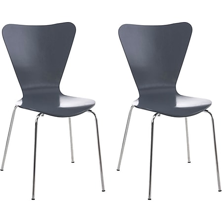 CLP 2x Konferenzstuhl CALISTO mit Holzsitz und stabilem Metallgestell I 2x platzsparender Stuhl mit einer Sitzhöhe von: 45 cm - Bild 1