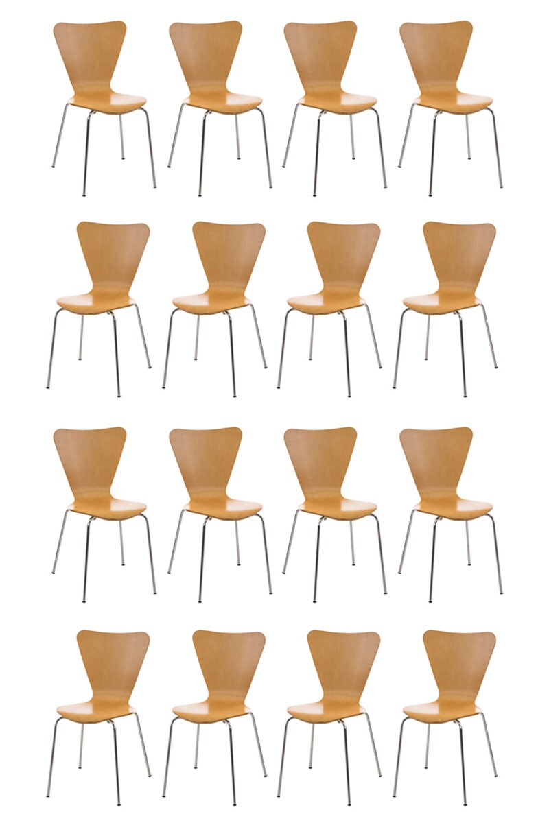 CLP 16x Konferenzstuhl Calisto Mit Holzsitz Und Stabilem Metallgestell I 16x Platzsparender Stapelstuhl - Bild 1