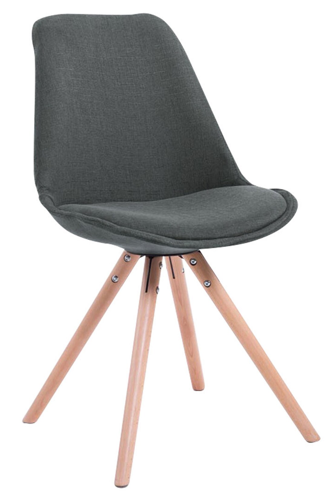 CLP Retro-Stuhl Toulouse Rund Mit Stoffbezug Und Hochwertigem Sitzpolster I Lehnstuhl Mit Stabilem Holzgestell I Sitzhöhe 48 cm