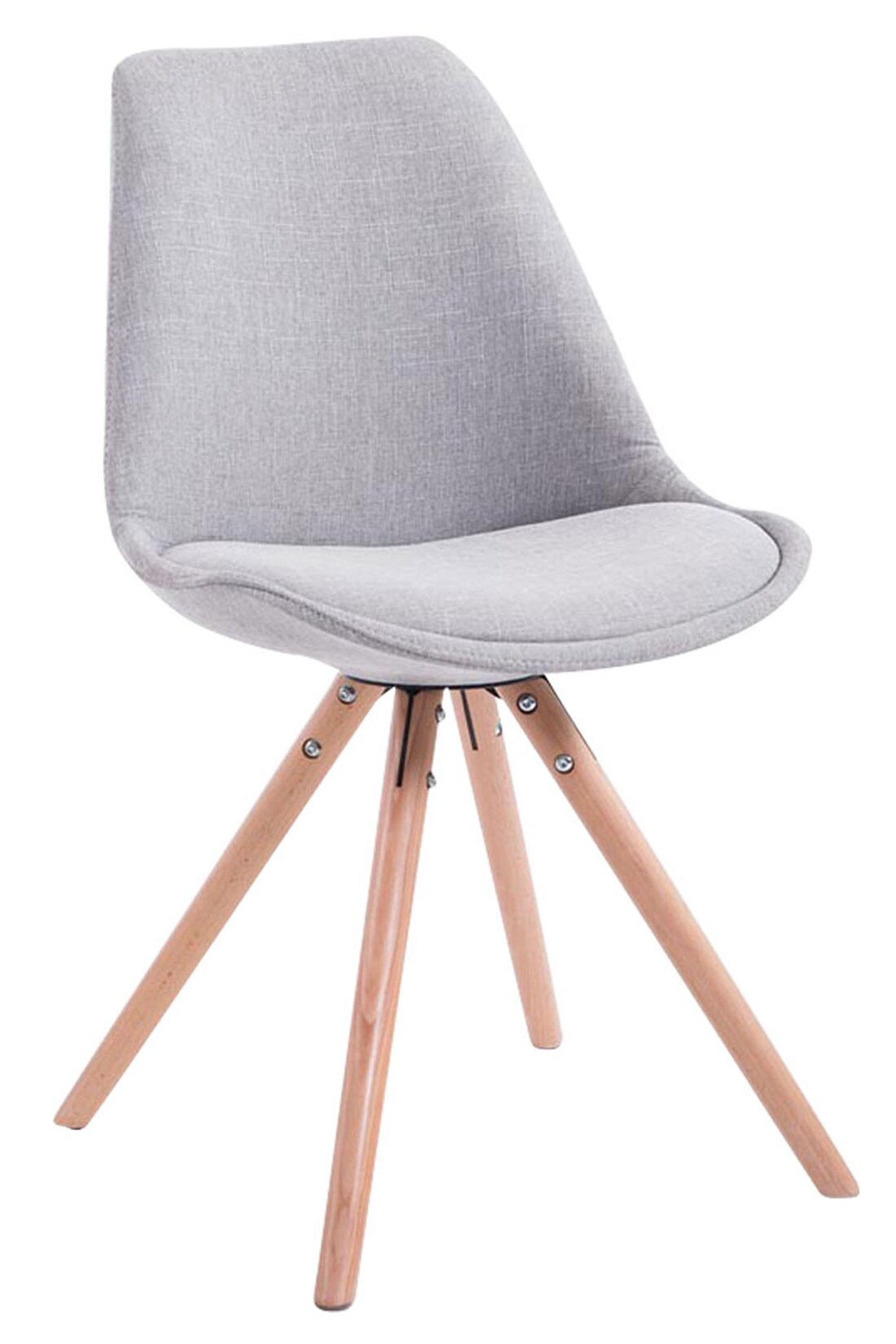 CLP Retro-Stuhl Toulouse Rund Mit Stoffbezug Und Hochwertigem Sitzpolster I Lehnstuhl Mit Stabilem Holzgestell I Sitzhöhe 48 cm