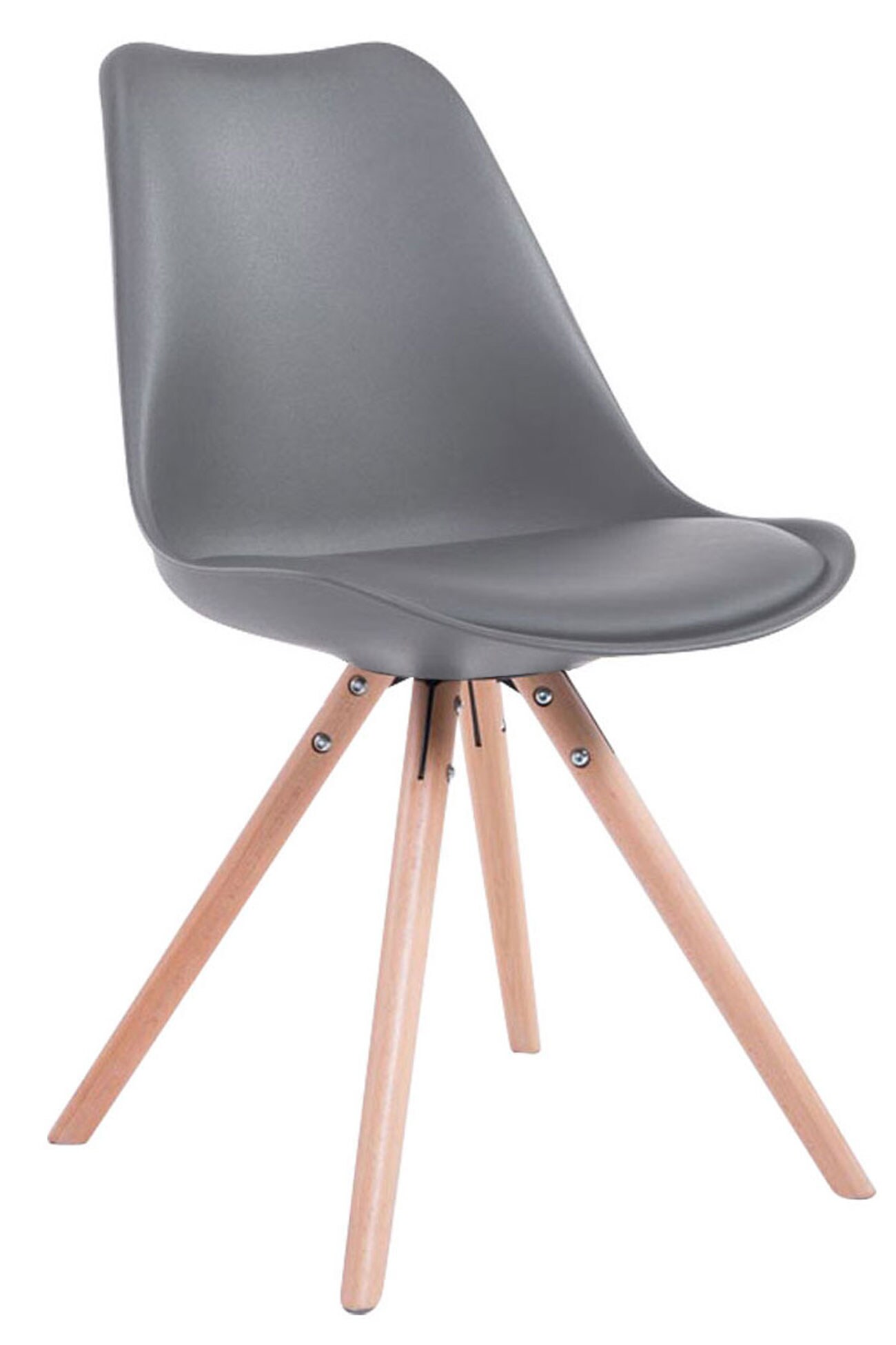 CLP Retro-Stuhl Toulouse Rund Mit Kunstlederbezug | Kunststoff-Lehnstuhl Mit Holzgestell | In Verschiedenen Farben - Bild 1