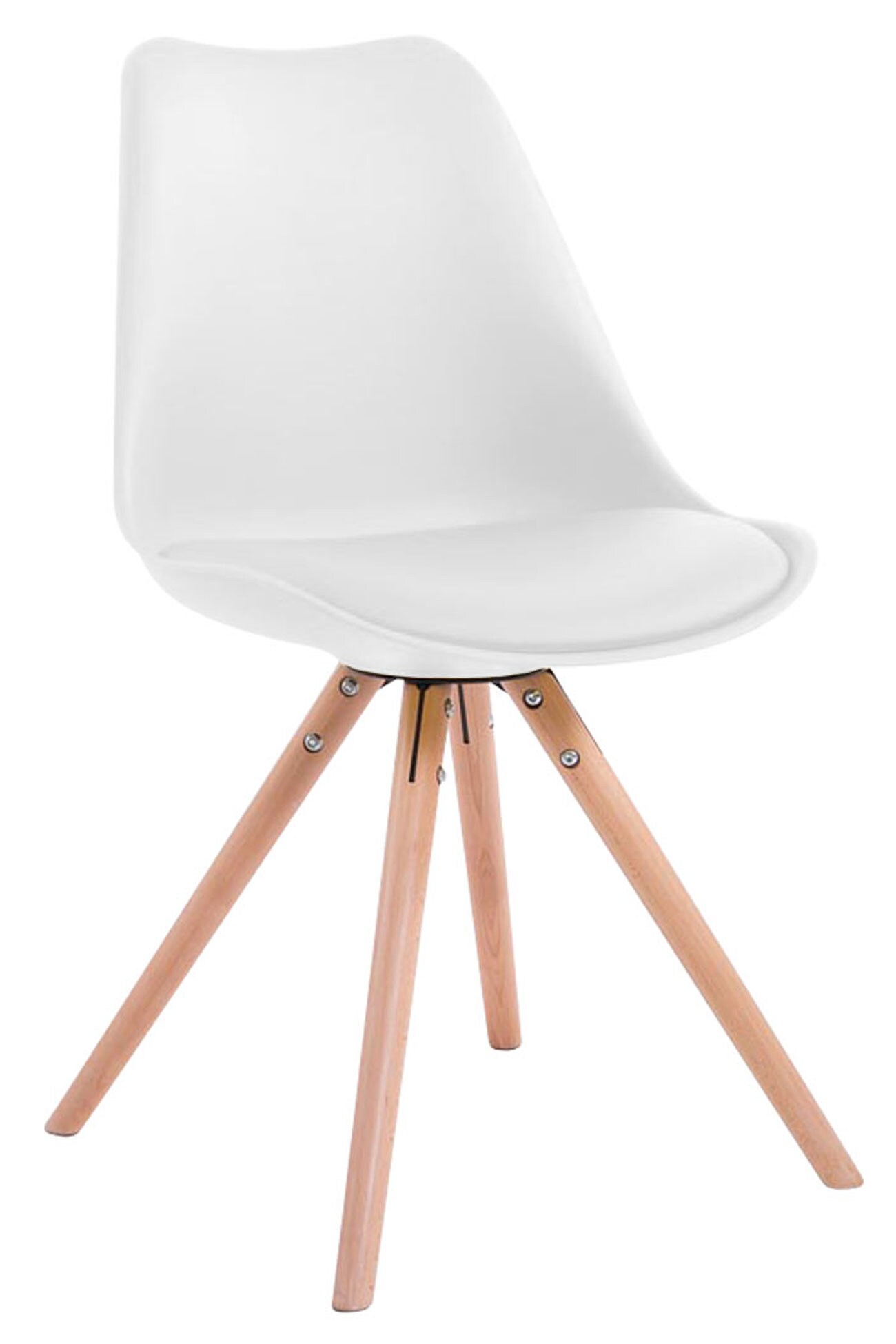 CLP Retro-Stuhl Toulouse Rund Mit Kunstlederbezug | Kunststoff-Lehnstuhl Mit Holzgestell | In Verschiedenen Farben - Bild 1