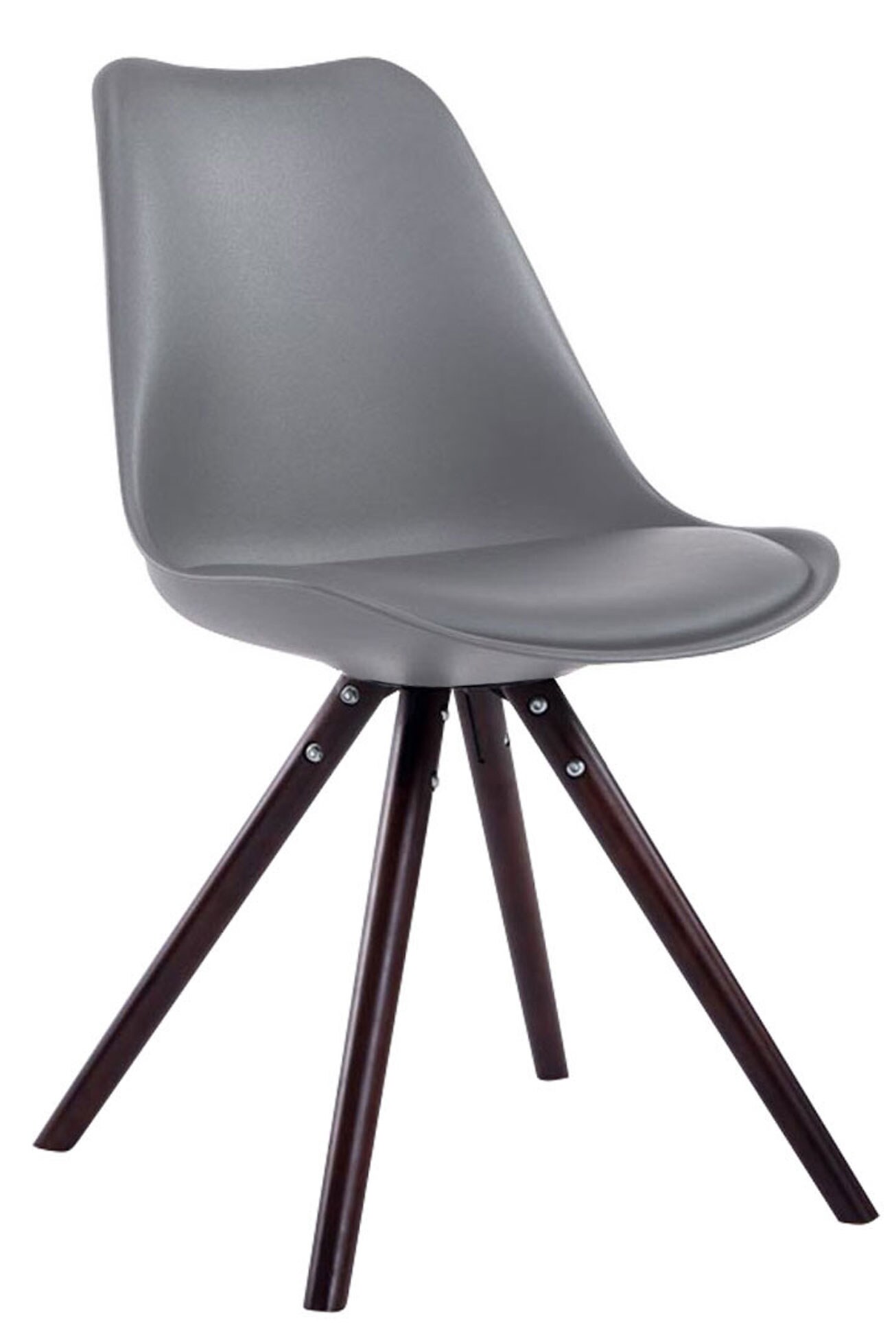 CLP Retro-Stuhl Toulouse Rund Mit Kunstlederbezug | Kunststoff-Lehnstuhl Mit Holzgestell | In Verschiedenen Farben - Bild 1