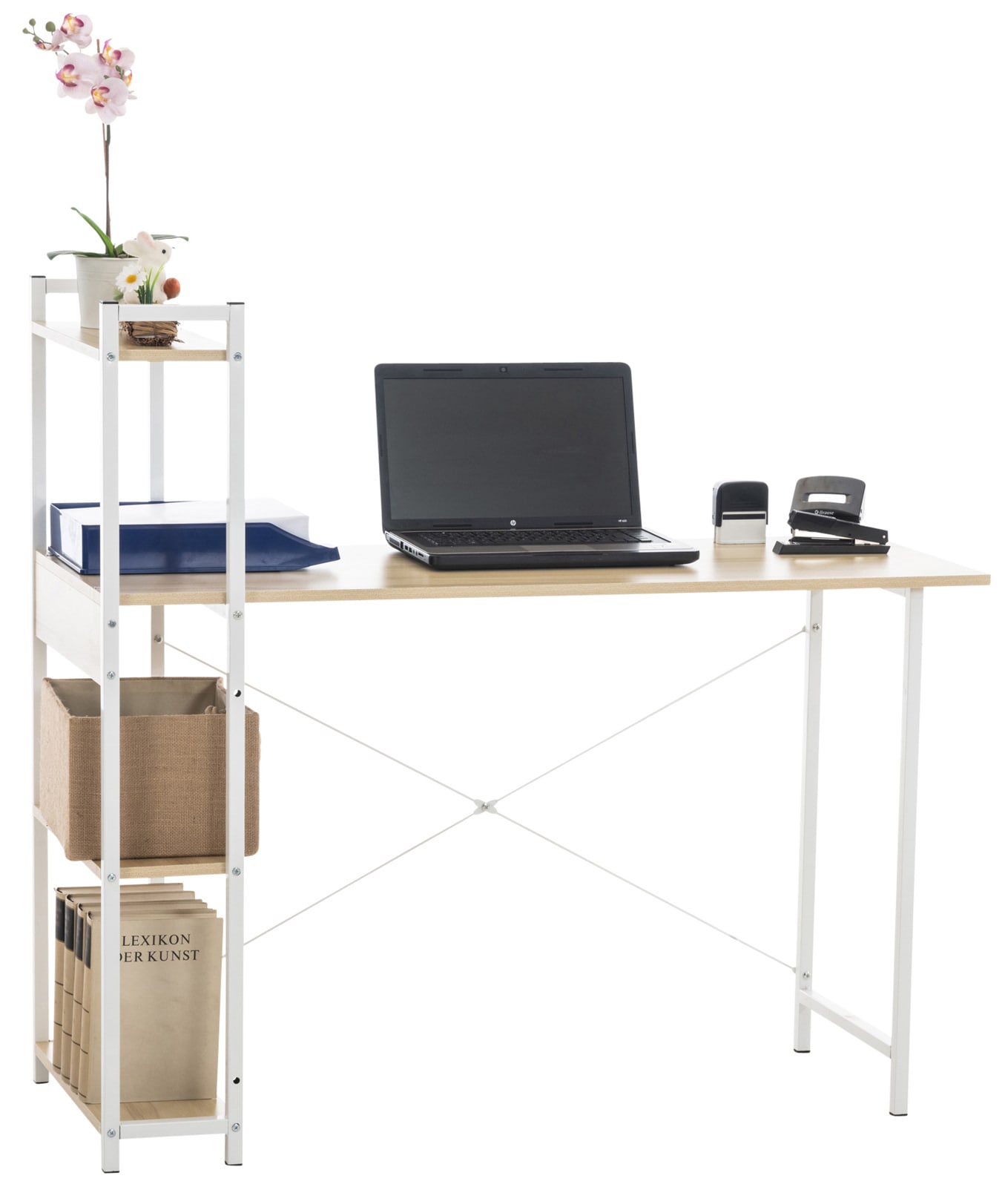 CLP Schreibtisch Poe I Bürotisch Mit Stauraum I Computertisch Mit Regalen I Laptoptisch Im Industrial Look