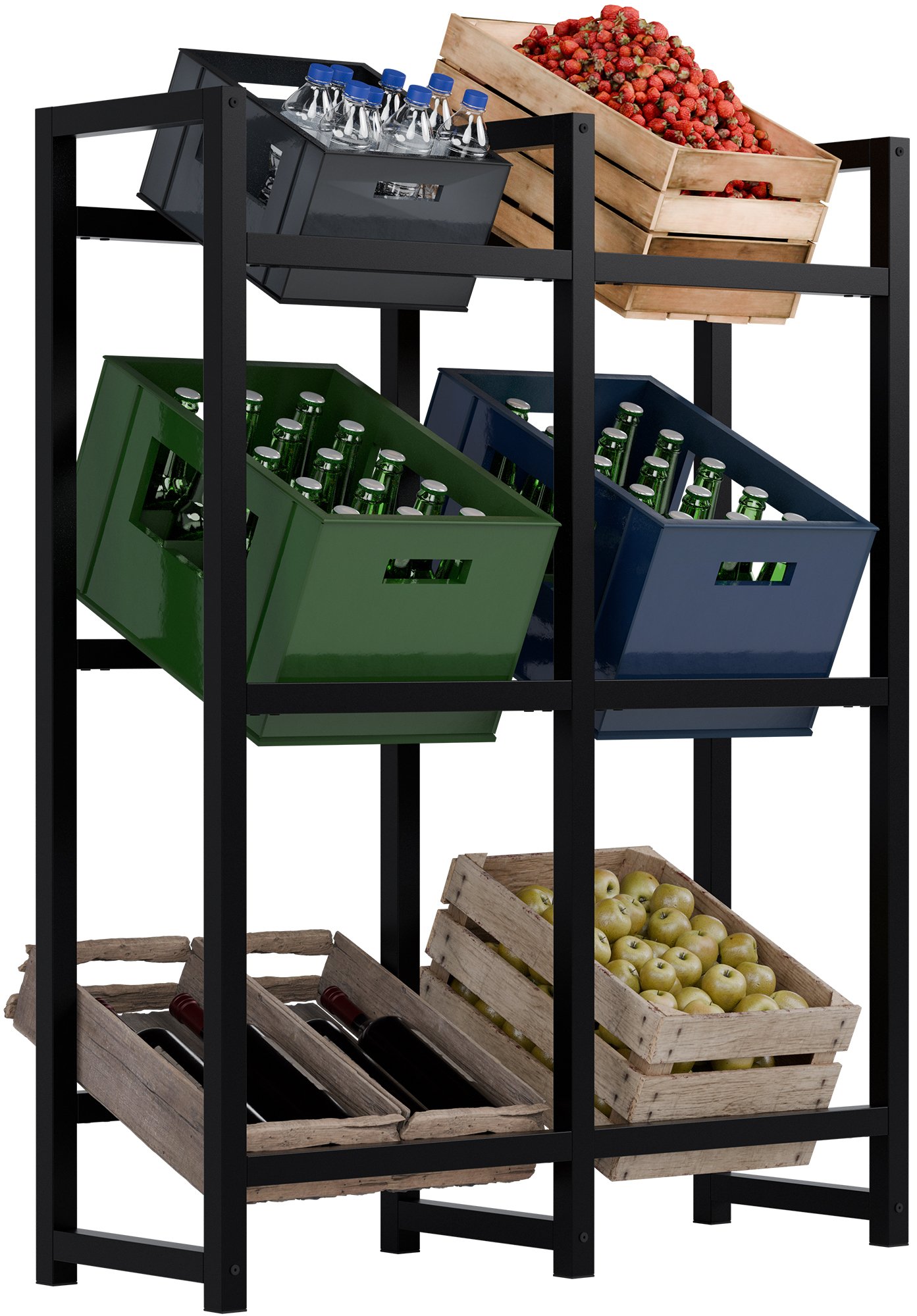 CLP Getr&auml;nkekistenst&auml;nder Metall freistehend Stack, platzsparendes Getr&auml;nkekistenregal robust und platzsparend f&uuml;r Getr&auml;nkekisten - Bild 1