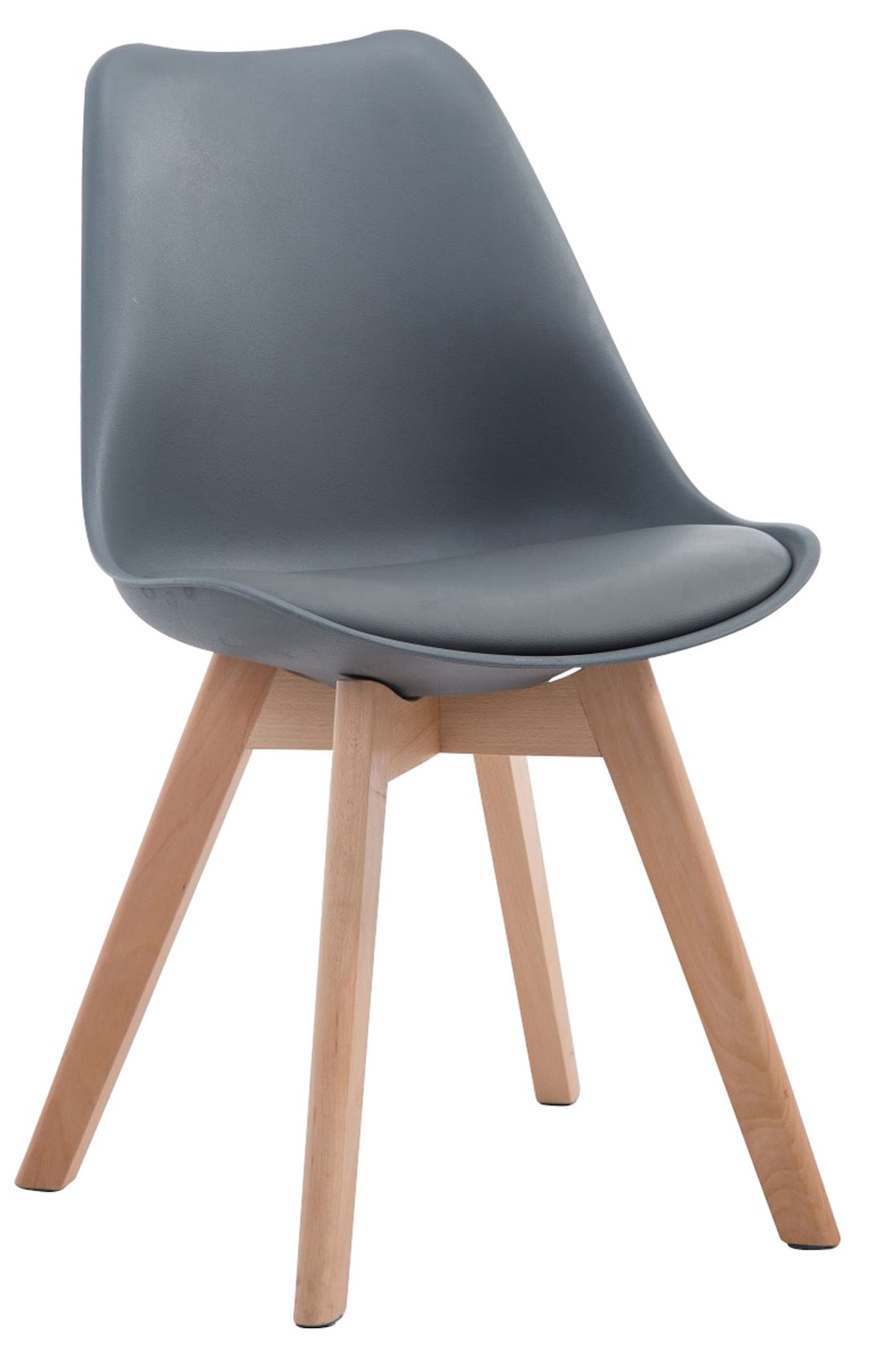 CLP Besucherstuhl Borneo V2 Natura Kunstleder Farbe: grau, Gestell Farbe: natur