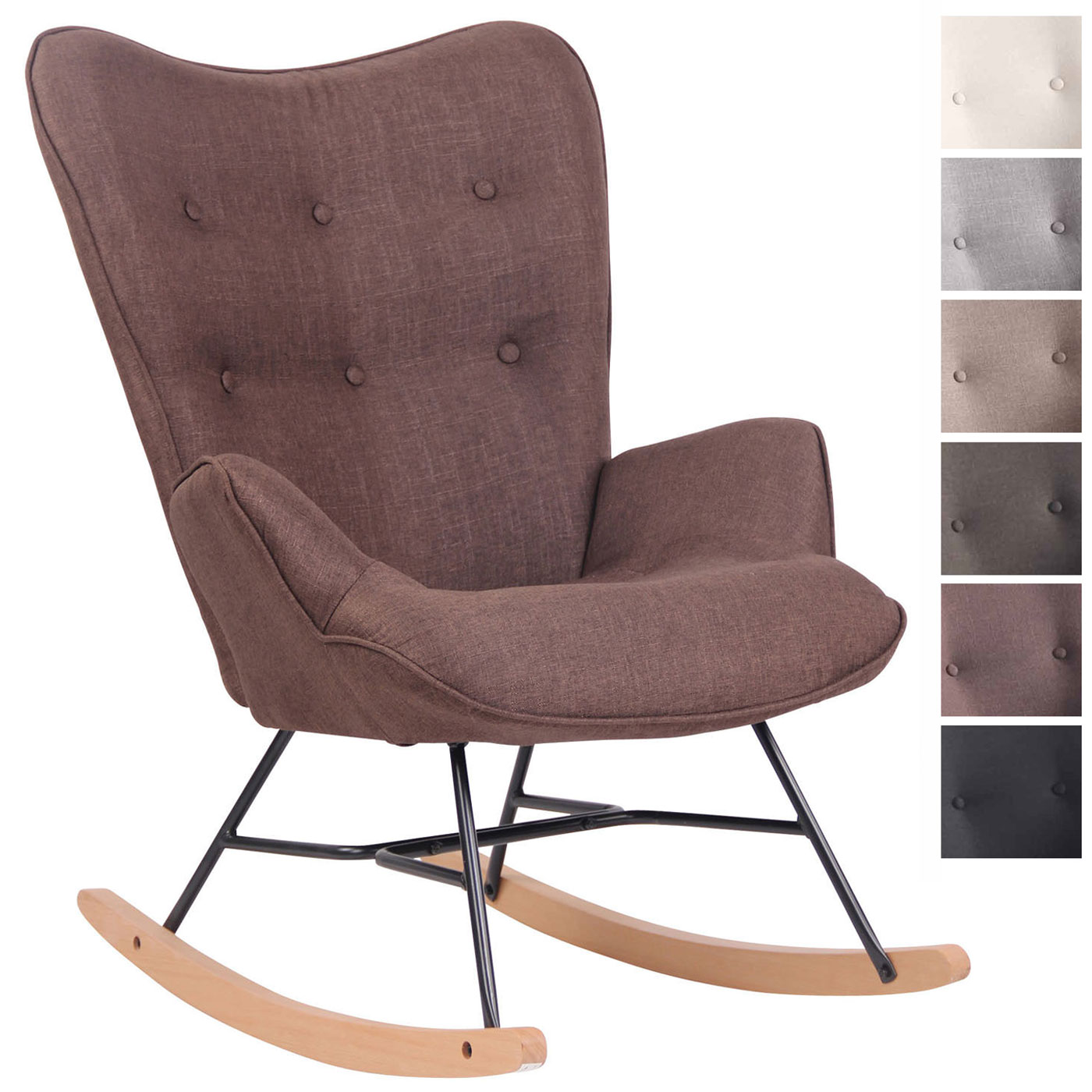 CLP Schaukelstuhl Sanka I Schaukelsessel Mit Stoffbezug Und Metallgestell I Relaxsessel Mit Holzkufen - Bild 1