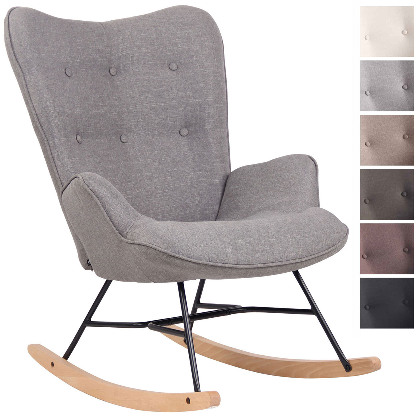 CLP Schaukelstuhl Sanka I Schaukelsessel Mit Stoffbezug Und Metallgestell I Relaxsessel Mit Holzkufen - Bild 1