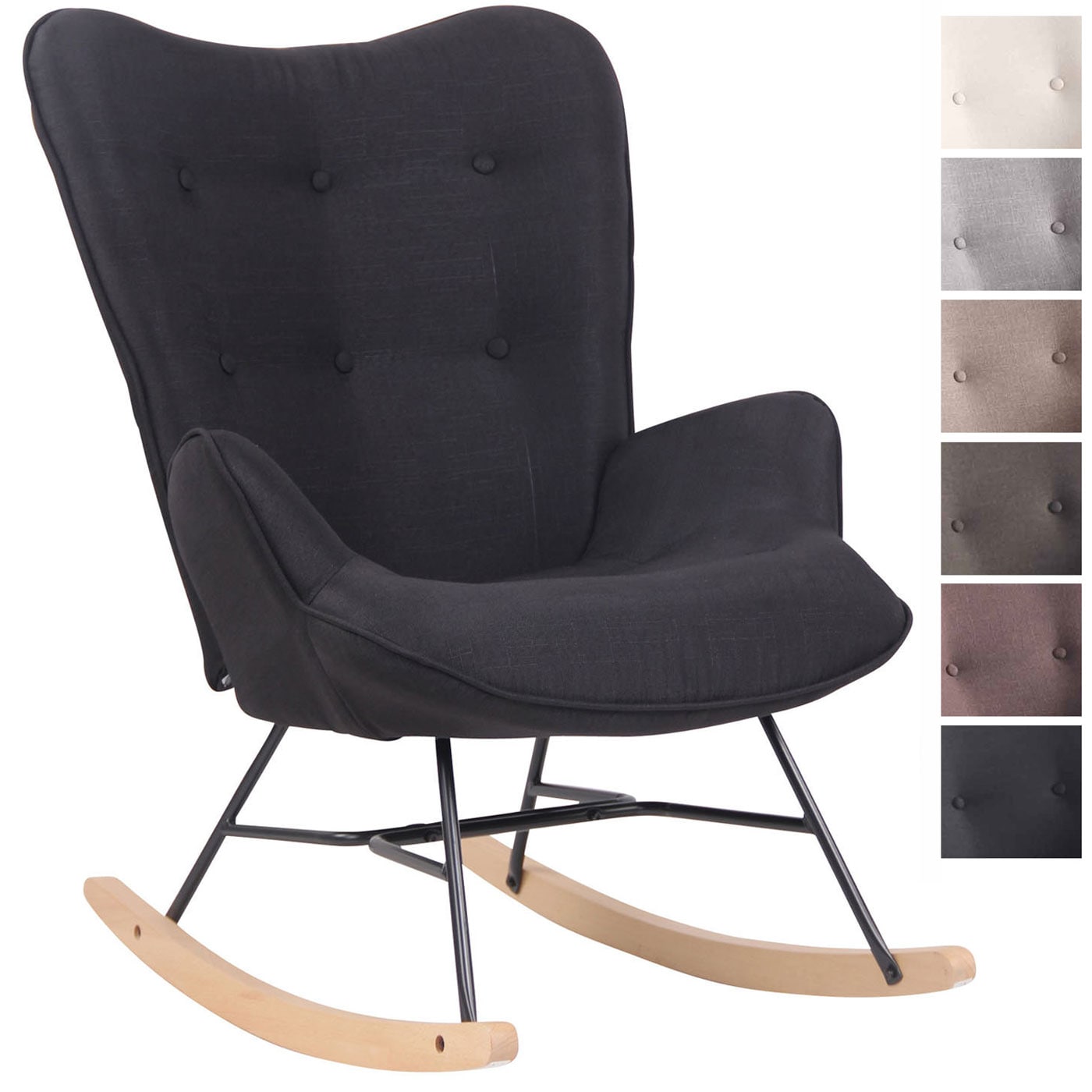 CLP Schaukelstuhl Sanka I Schaukelsessel Mit Stoffbezug Und Metallgestell I Relaxsessel Mit Holzkufen - Bild 1
