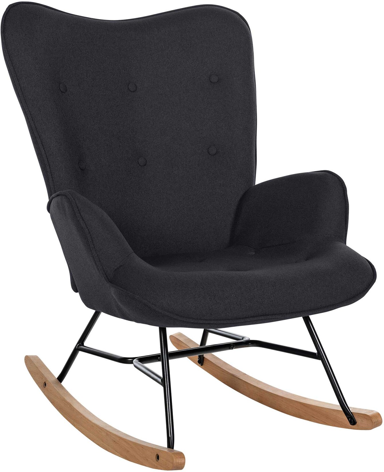 CLP Schaukelstuhl Sanka I Schaukelsessel Mit Stoffbezug Und Metallgestell I Relaxsessel Mit Holzkufen