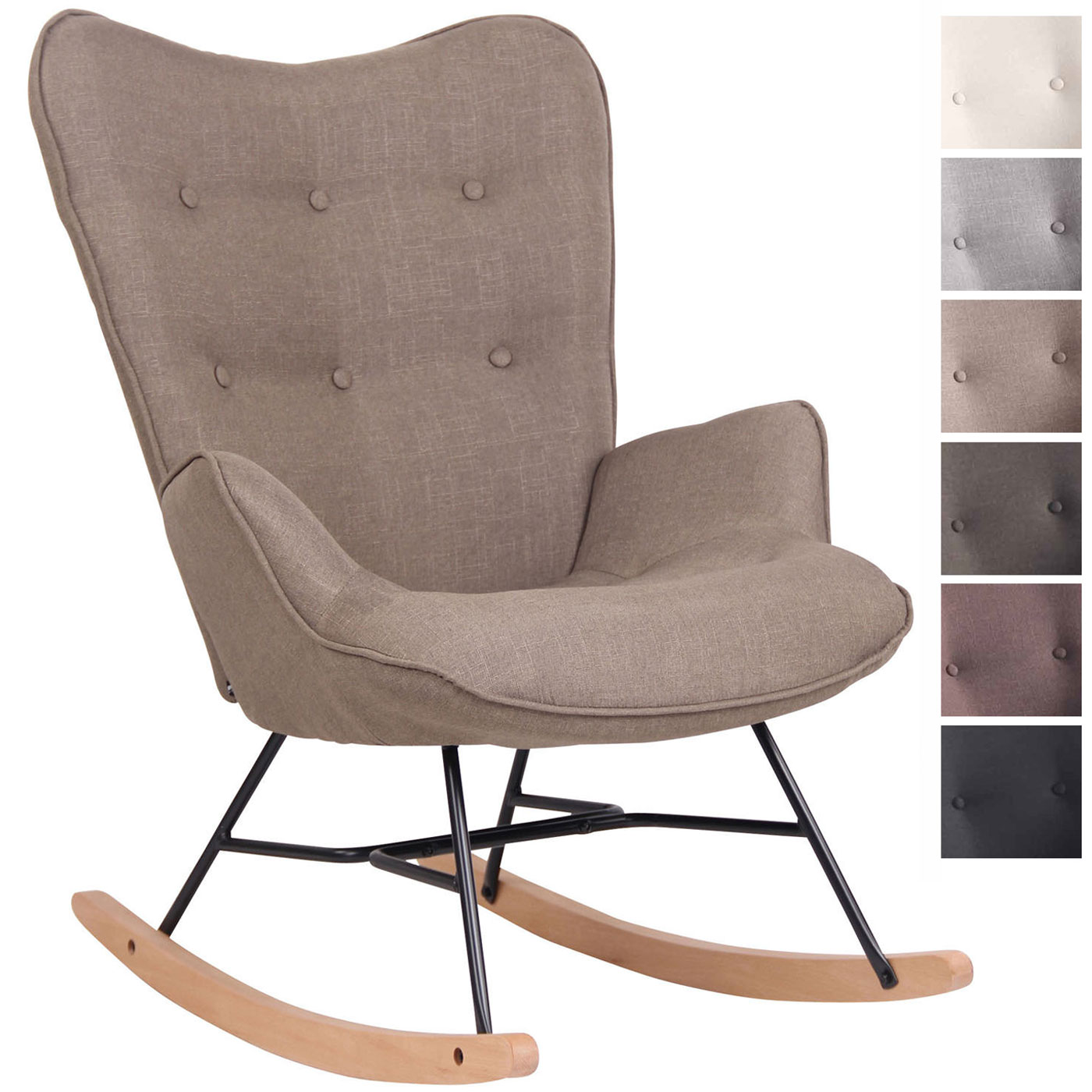 CLP Schaukelstuhl Sanka I Schaukelsessel Mit Stoffbezug Und Metallgestell I Relaxsessel Mit Holzkufen - Bild 1