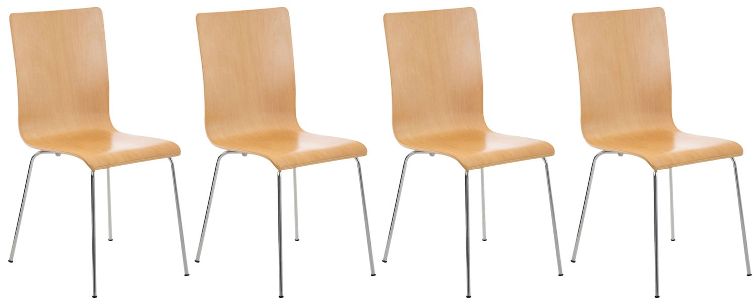 CLP 4er-Set Wartezimmerstuhl PEPE mit ergonomisch geformten Holzsitz und Metallgestell I 4x Konferenzstuhl In verschiedenen Farben …