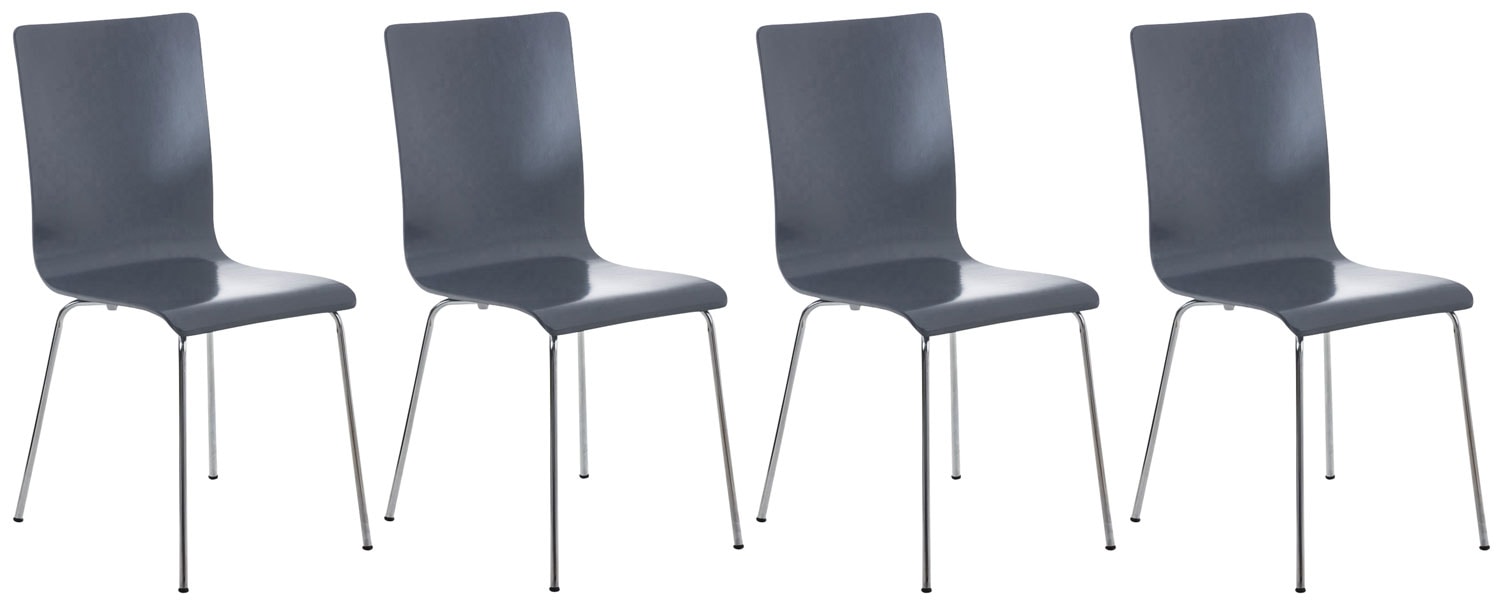 CLP 4er-Set Wartezimmerstuhl PEPE mit ergonomisch geformten Holzsitz und Metallgestell I 4x Konferenzstuhl In verschiedenen Farben …