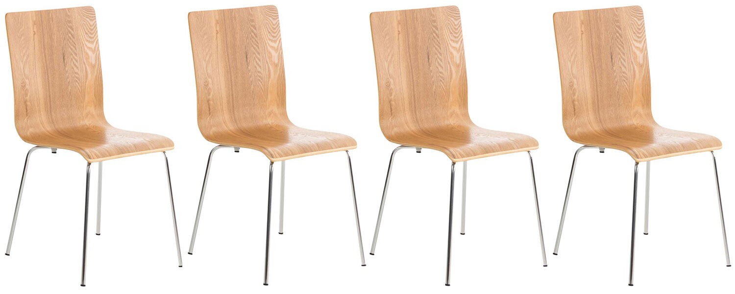 CLP 4er-Set Wartezimmerstuhl PEPE mit ergonomisch geformten Holzsitz und Metallgestell I 4x Konferenzstuhl In verschiedenen Farben erhältlich