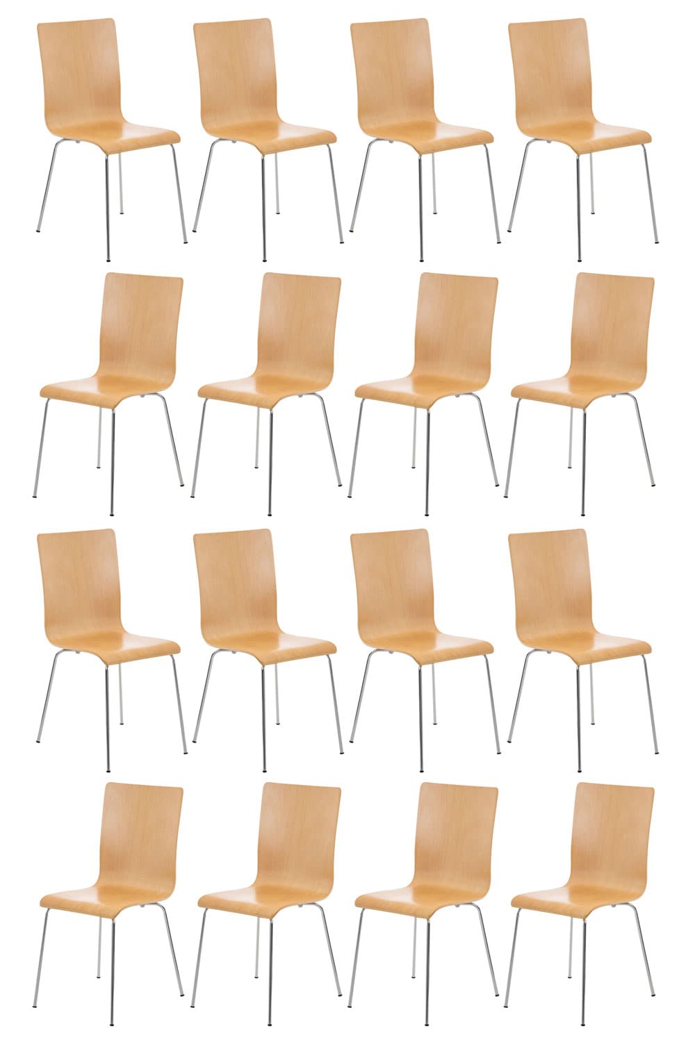 CLP 16er-Set Wartezimmerstuhl Pepe Mit Ergonomischem Holzsitz Und Metallgestell l 16 x Konferenzstuhl - Bild 1