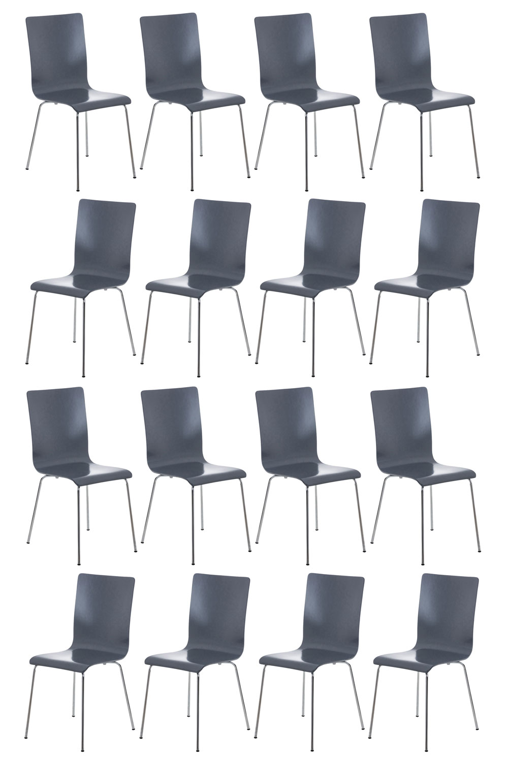 CLP 16er-Set Wartezimmerstuhl Pepe Mit Ergonomischem Holzsitz Und Metallgestell l 16 x Konferenzstuhl - Bild 1