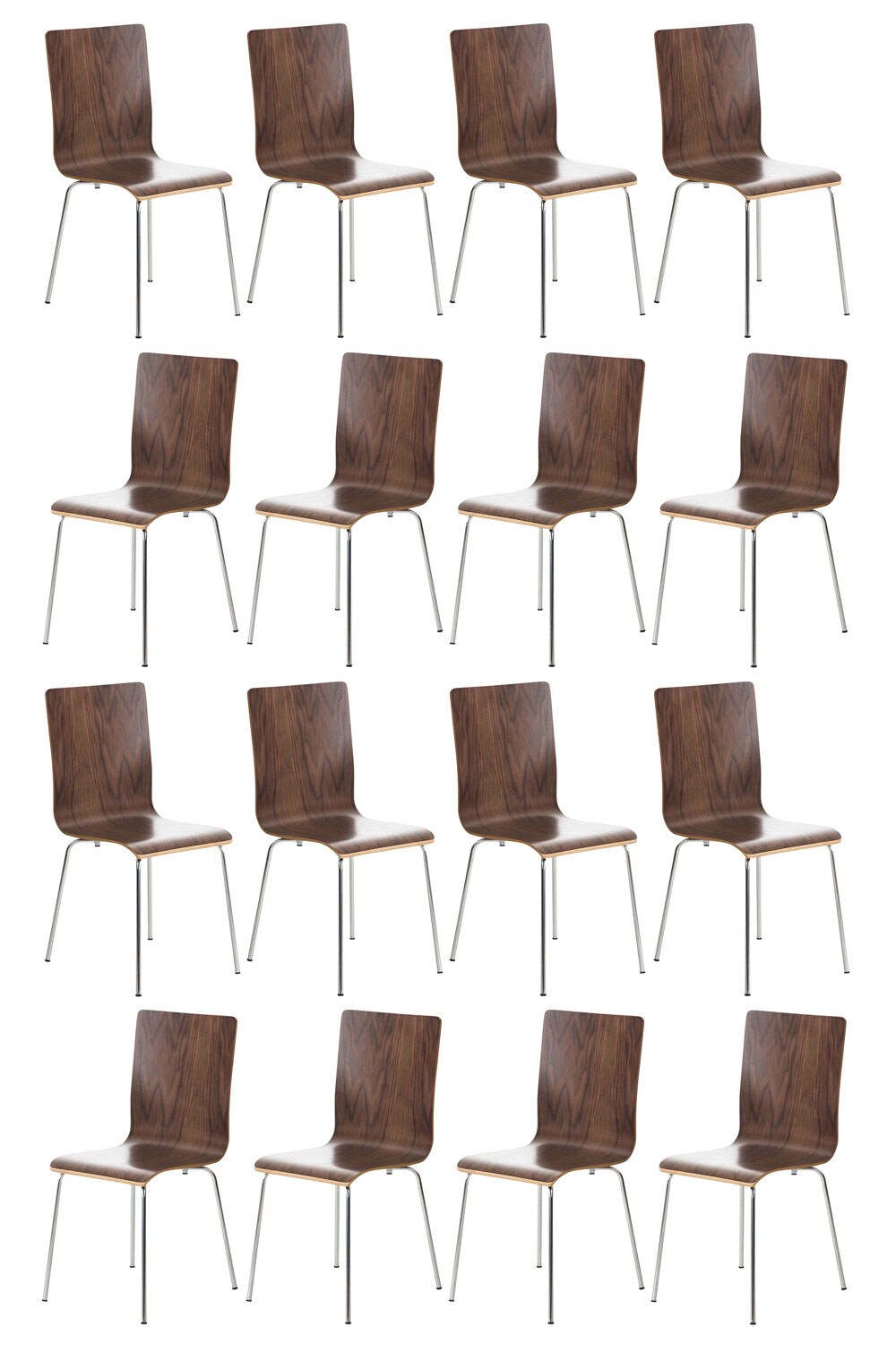 CLP 16er-Set Wartezimmerstuhl Pepe Mit Ergonomischem Holzsitz Und Metallgestell l 16 x Konferenzstuhl