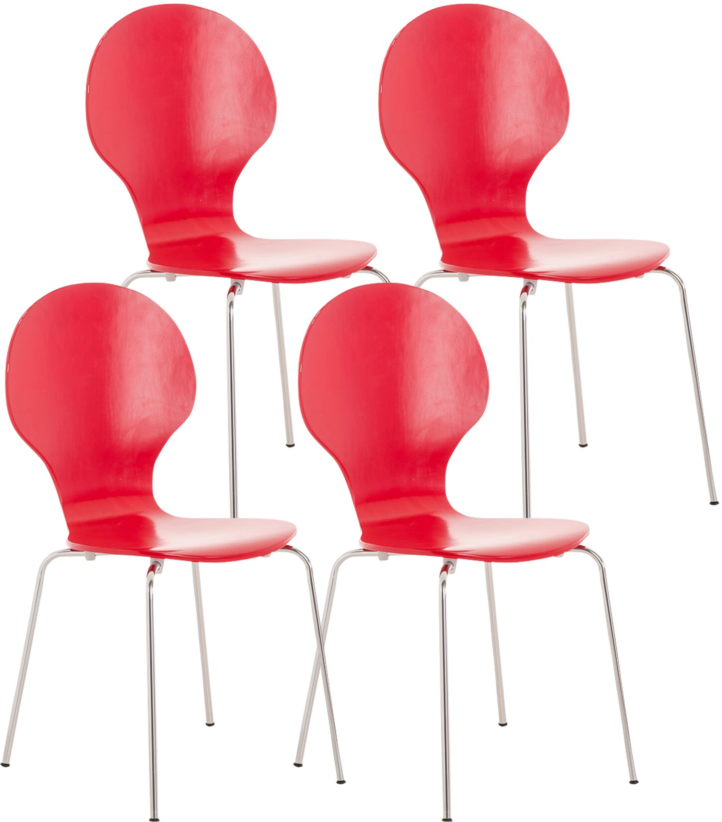 CLP 4x Stapelstuhl DIEGO l Ergonomisch geformter Konferenzstuhl mit Holzsitz und Metallgestell I Stapelbarer Stuhl mit pflegeleichter …