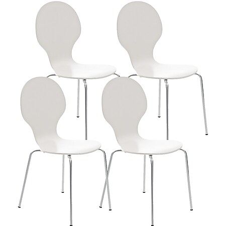 CLP 4x Stapelstuhl DIEGO l Ergonomisch geformter Konferenzstuhl mit Holzsitz und Metallgestell I Stapelbarer Stuhl mit pflegeleichter Sitzfläche - Bild 1
