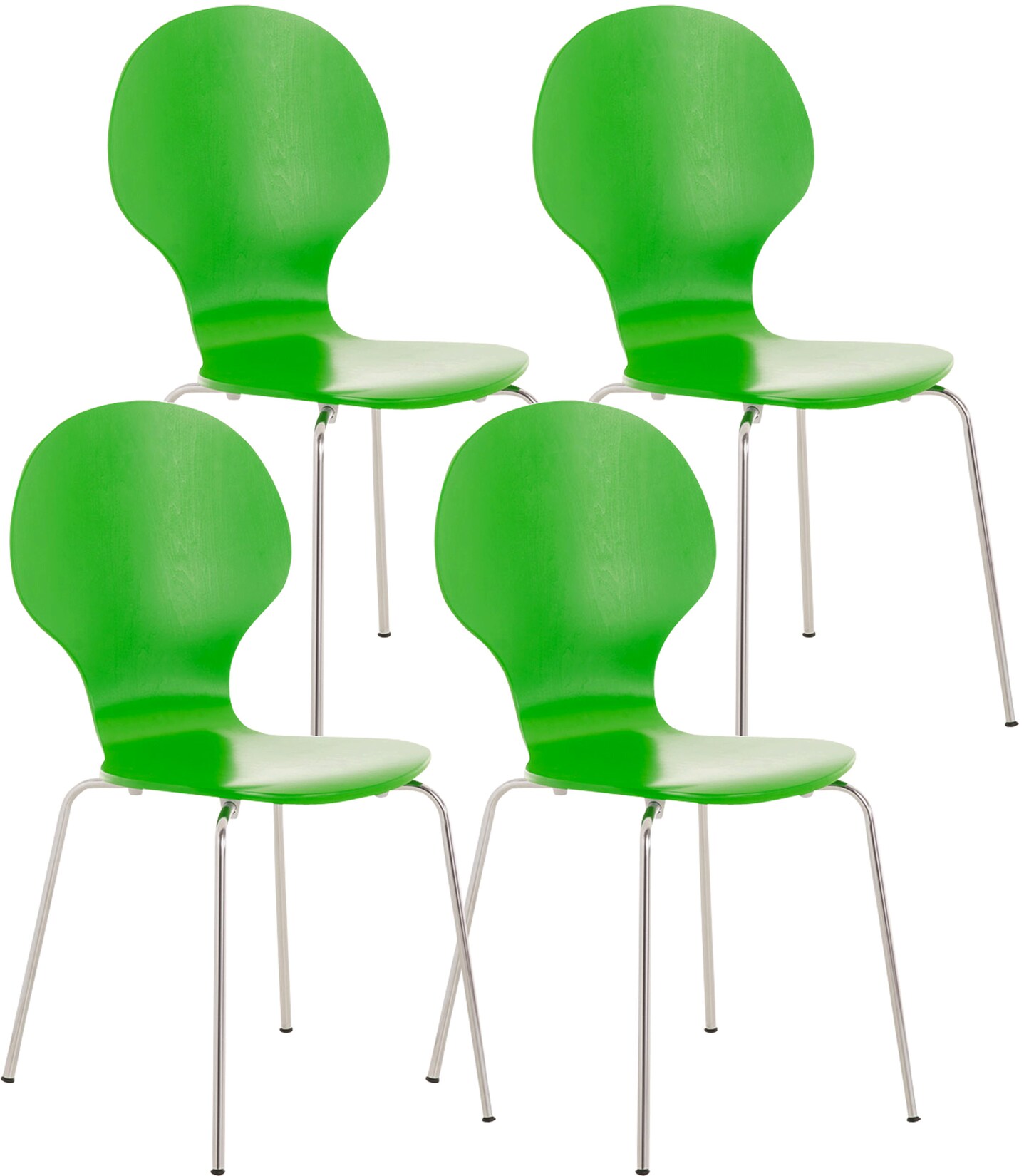 CLP 4x Stapelstuhl DIEGO l Ergonomisch geformter Konferenzstuhl mit Holzsitz und Metallgestell I Stapelbarer Stuhl mit pflegeleichter …