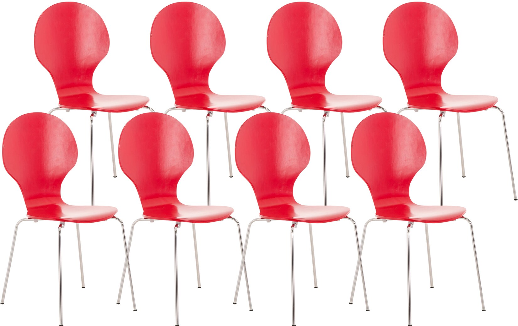 CLP 8 x Stapelstuhl Diego I Ergonomischer Konferenzstuhl Mit Holzsitz Und Metallgestell I Stapelbarer Stuhl Mit Pflegeleichter Sitzfläche