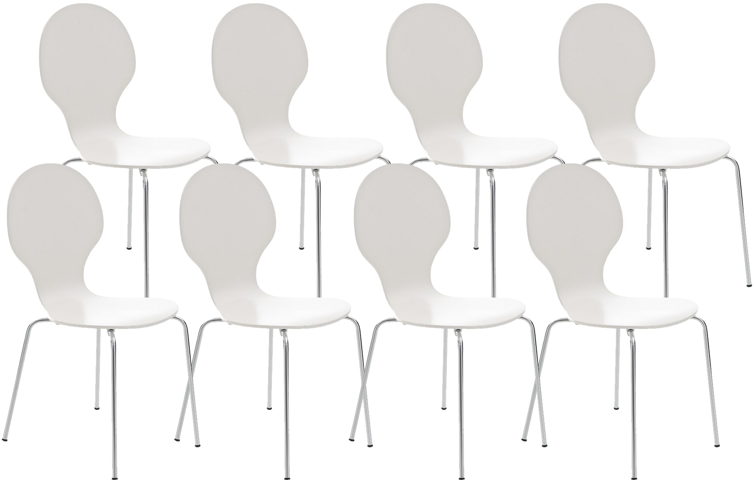 CLP 8 x Stapelstuhl Diego I Ergonomischer Konferenzstuhl Mit Holzsitz Und Metallgestell I Stapelbarer Stuhl Mit Pflegeleichter Sitzfl&auml;che - Bild 1