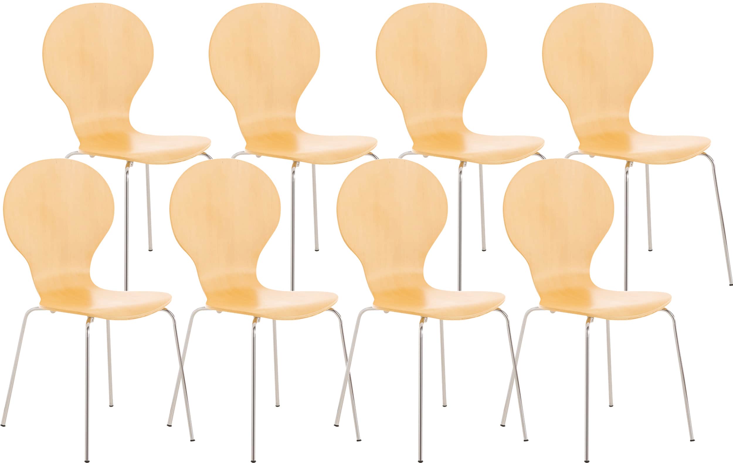 CLP 8 x Stapelstuhl Diego I Ergonomischer Konferenzstuhl Mit Holzsitz Und Metallgestell I Stapelbarer Stuhl Mit Pflegeleichter Sitzfl&auml;che - Bild 1