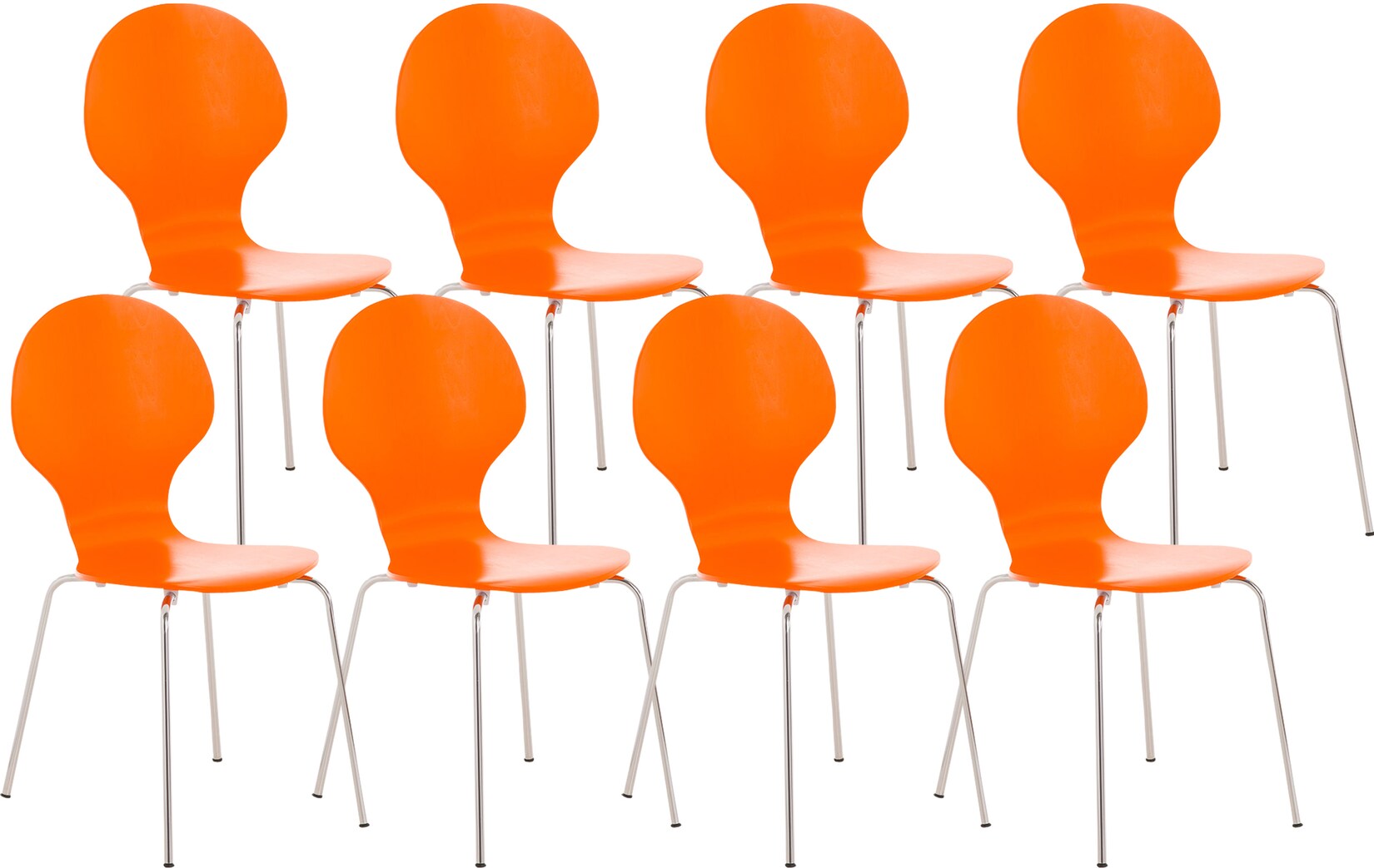 CLP 8 x Stapelstuhl Diego I Ergonomischer Konferenzstuhl Mit Holzsitz Und Metallgestell I Stapelbarer Stuhl Mit Pflegeleichter Sitzfläche