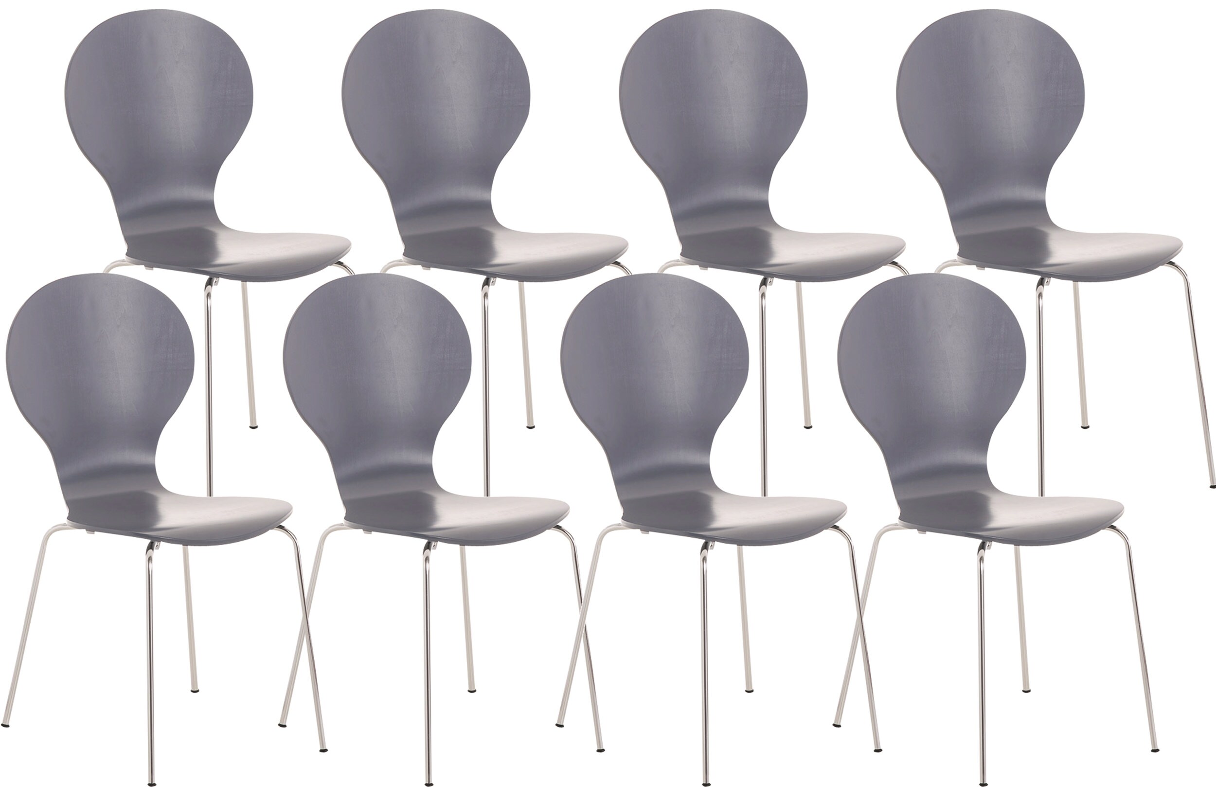 CLP 8 x Stapelstuhl Diego I Ergonomischer Konferenzstuhl Mit Holzsitz Und Metallgestell I Stapelbarer Stuhl Mit Pflegeleichter Sitzfl&auml;che - Bild 1