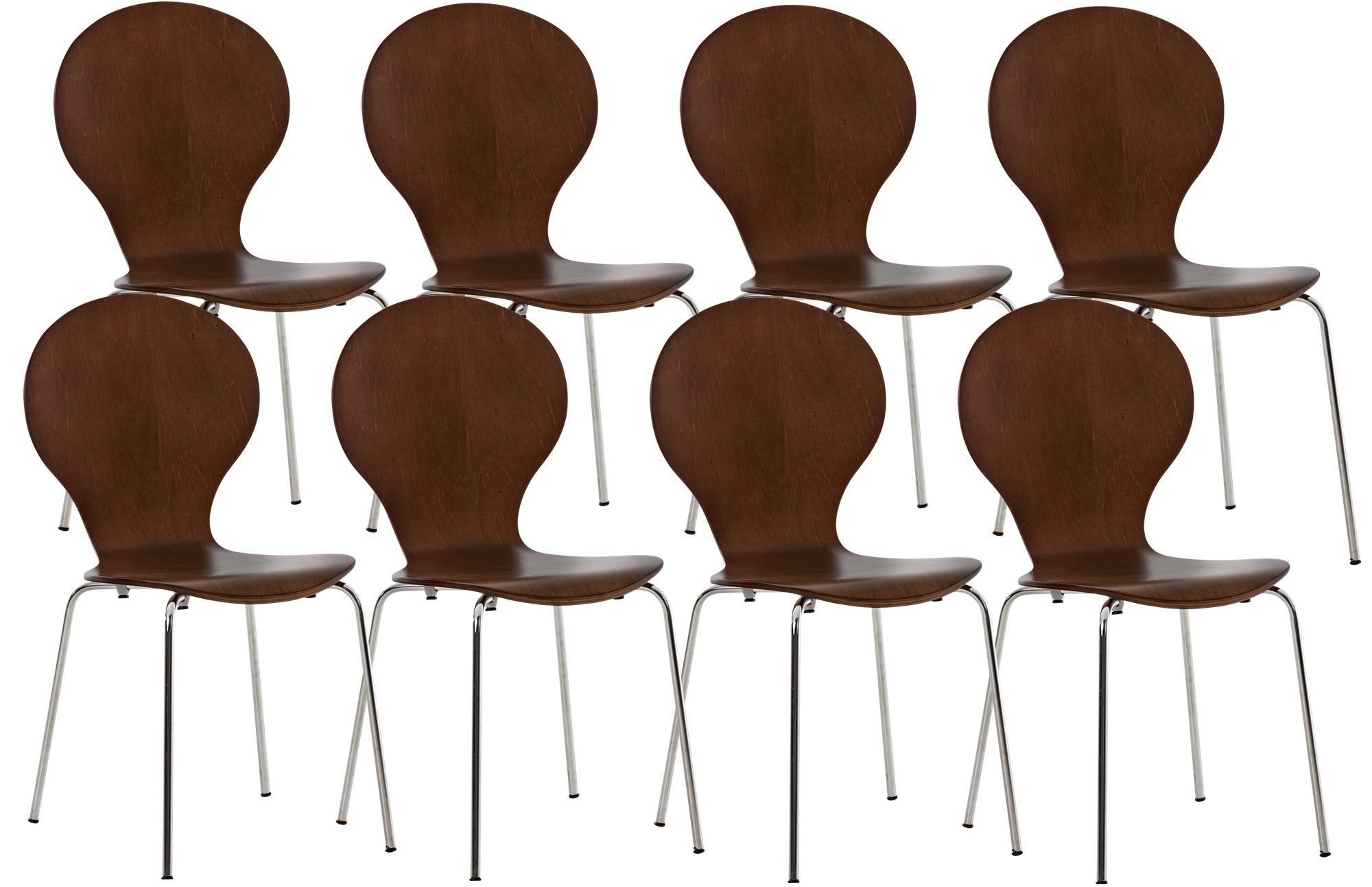 CLP 8 x Stapelstuhl Diego I Ergonomischer Konferenzstuhl Mit Holzsitz Und Metallgestell I Stapelbarer Stuhl Mit Pflegeleichter Sitzfl&auml;che - Bild 1