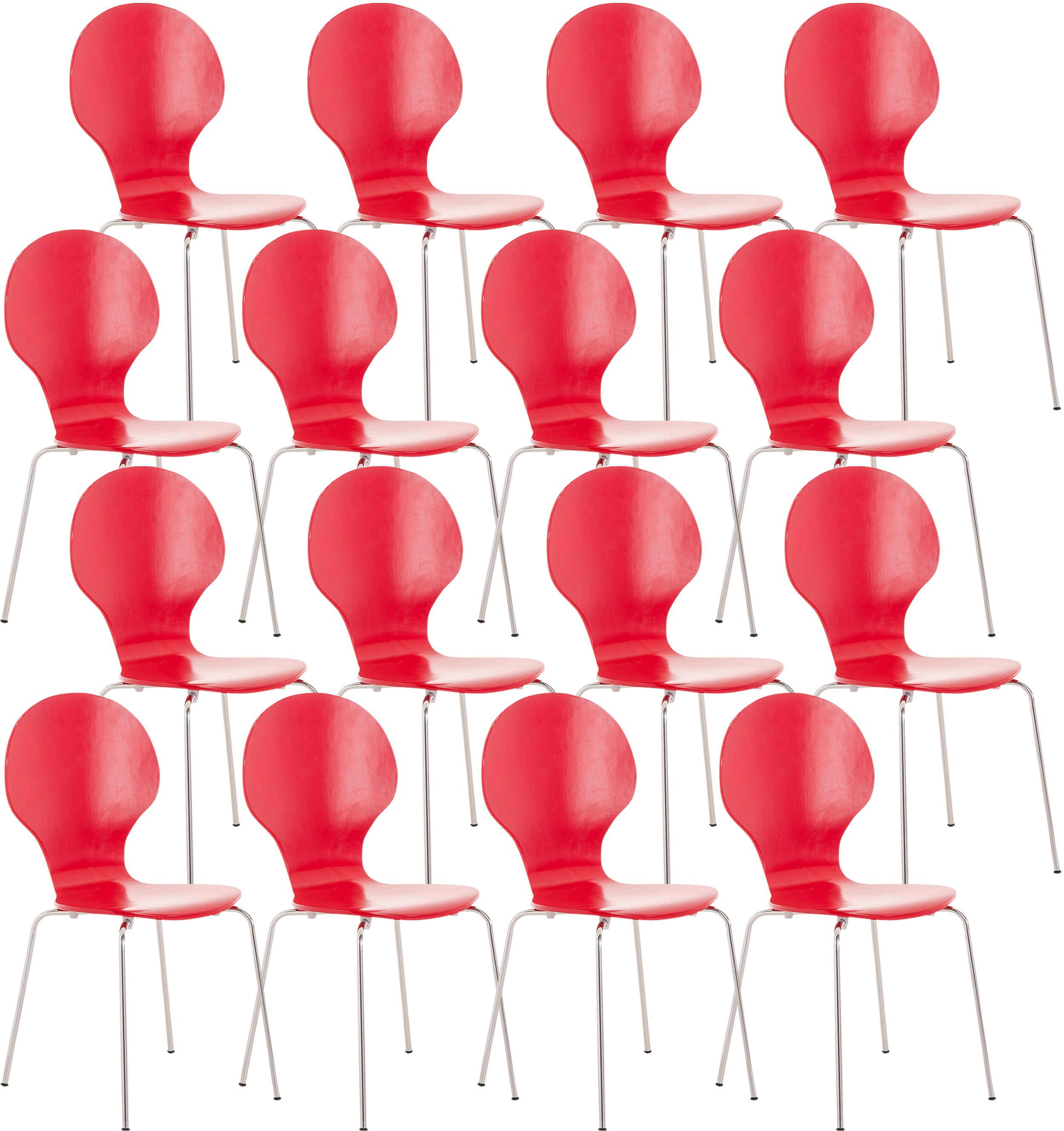 CLP 16 x Stapelstuhl DIEGO ergonomisch geformter Konferenzstuhl mit Holzsitz und stabilem Metallgestell I In verschiedenen Farben erh&auml;ltlich - Bild 1