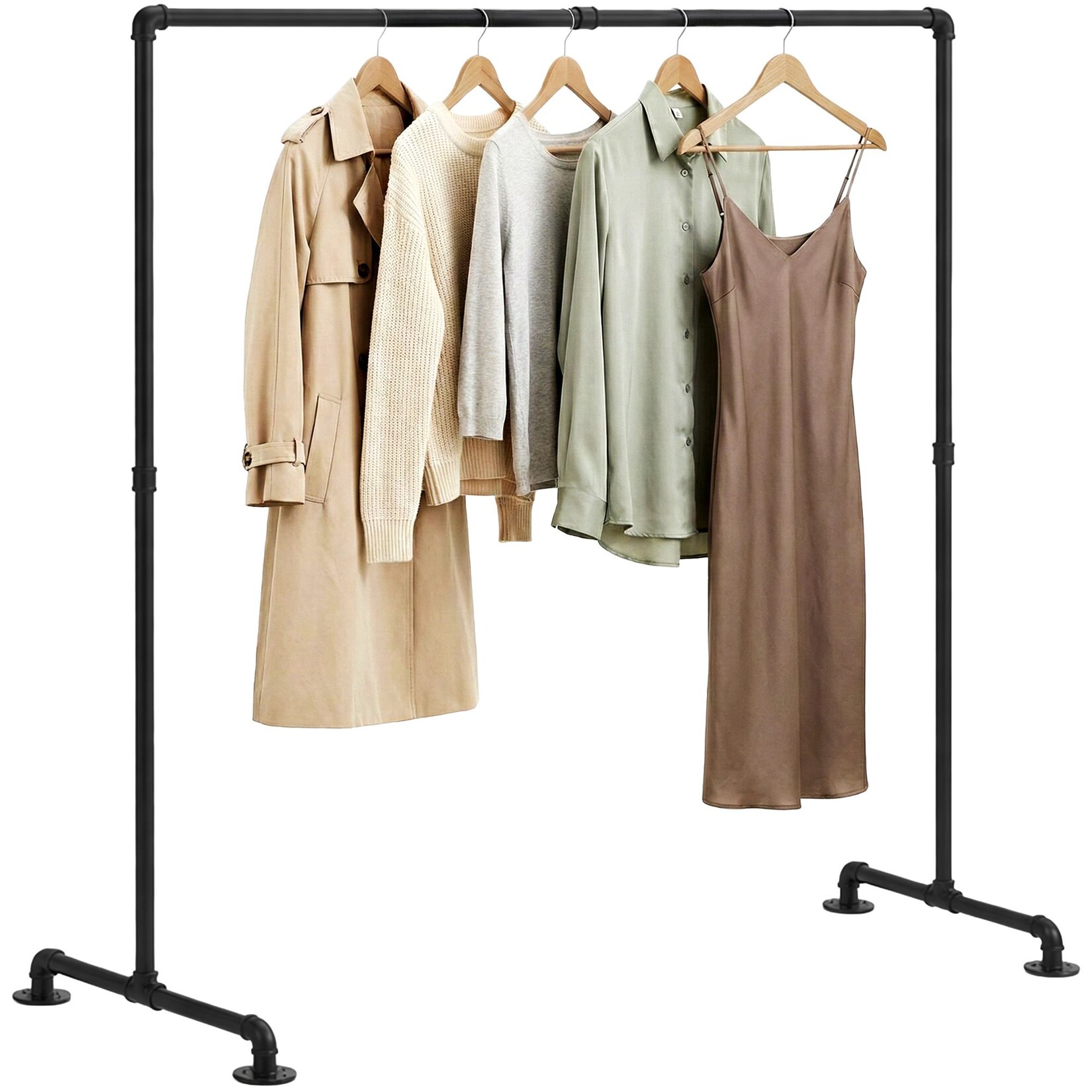 CLP Kleiderständer stabil Jersey, freistehend breitenverstellbar, Kleiderstange aus Metall im Industrial Design, Garderobenständer
