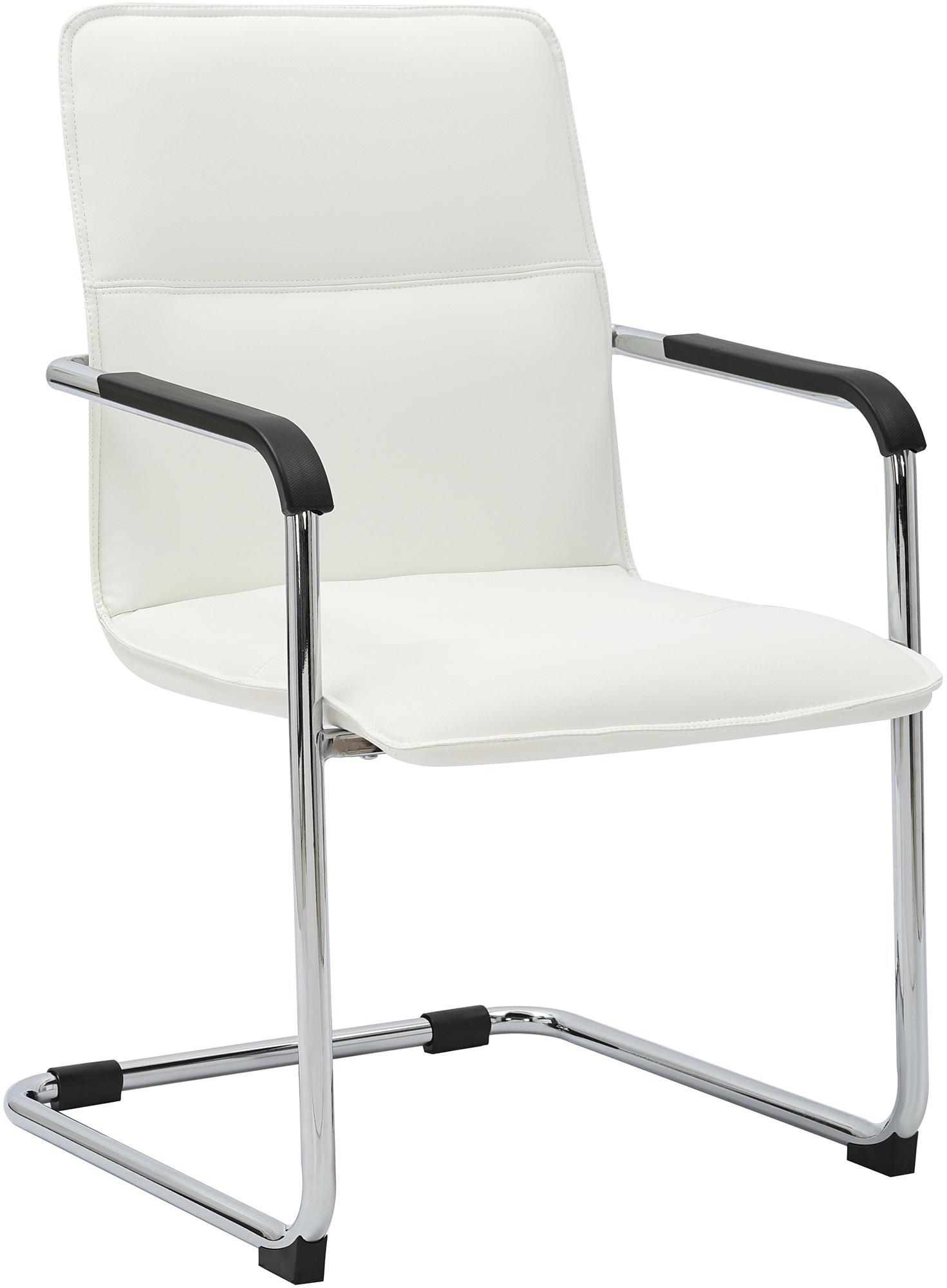 CLP Freischwinger Stuhl mit Armlehnen Seattle, moderner Esszimmerstuhl gepolstert mit Kunstlederbezug, Gestell in Chromoptik - Bild 1