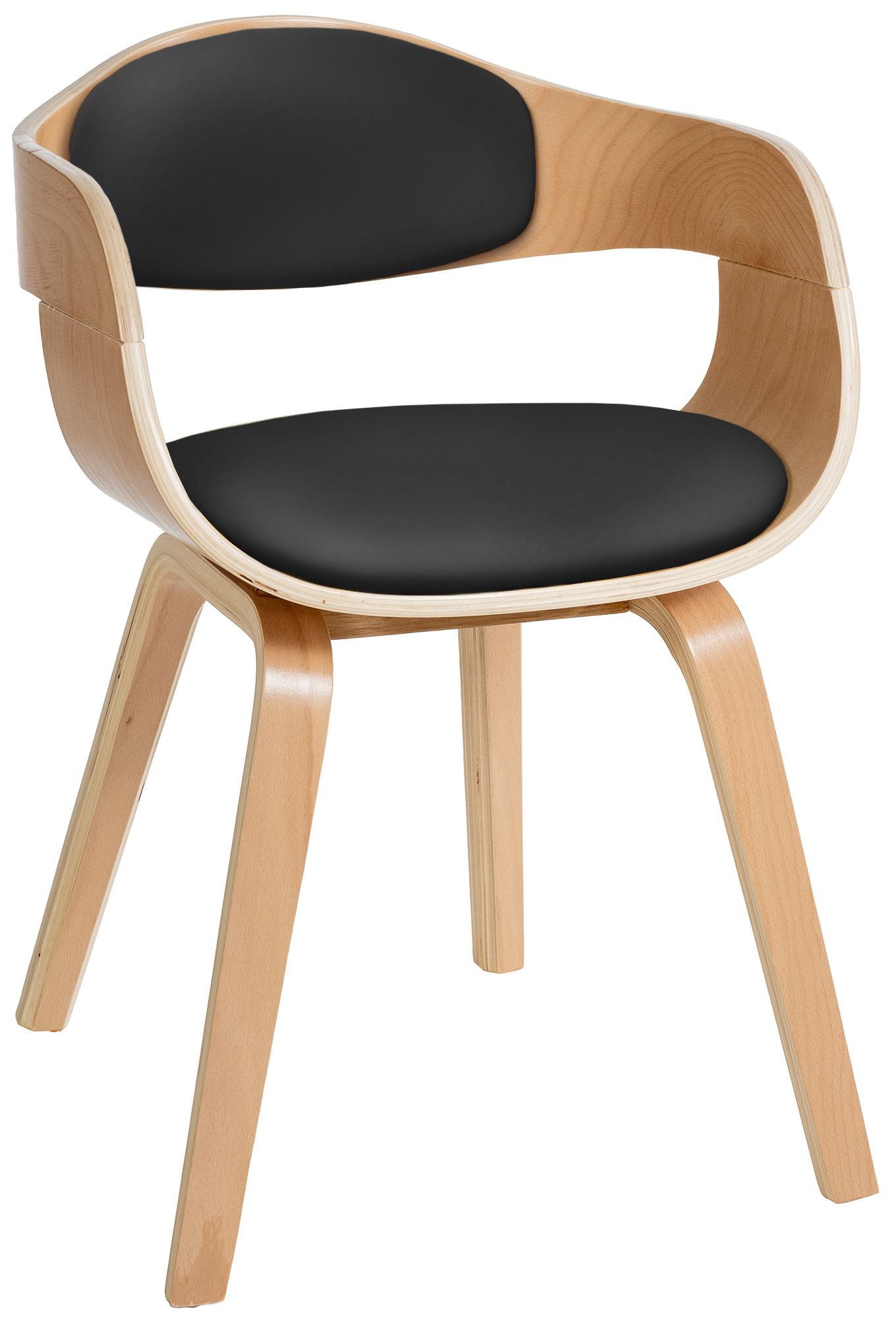 CLP Esszimmerstuhl ergonomisch Kingston, gepolsterte umlaufender R&uuml;ckenlehne, Kunstlederbezug & Holzgestell, belastbar bis 150 kg - Bild 1