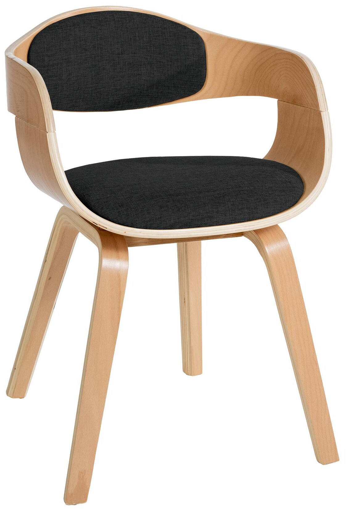 CLP Esszimmerstuhl ergonomisch Kingston,Lehnstuhl mit umlaufender Rückenlehne, Holzgestell belastbar bis 150 kg