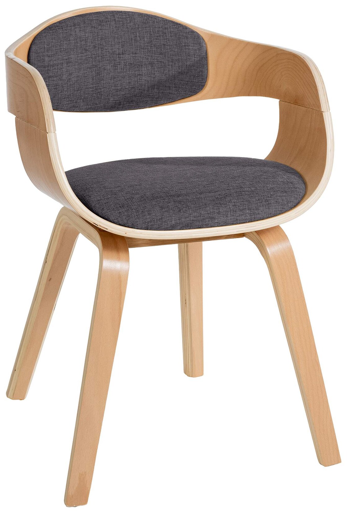 CLP Esszimmerstuhl ergonomisch Kingston,Lehnstuhl mit umlaufender Rückenlehne, Holzgestell belastbar bis 150 kg